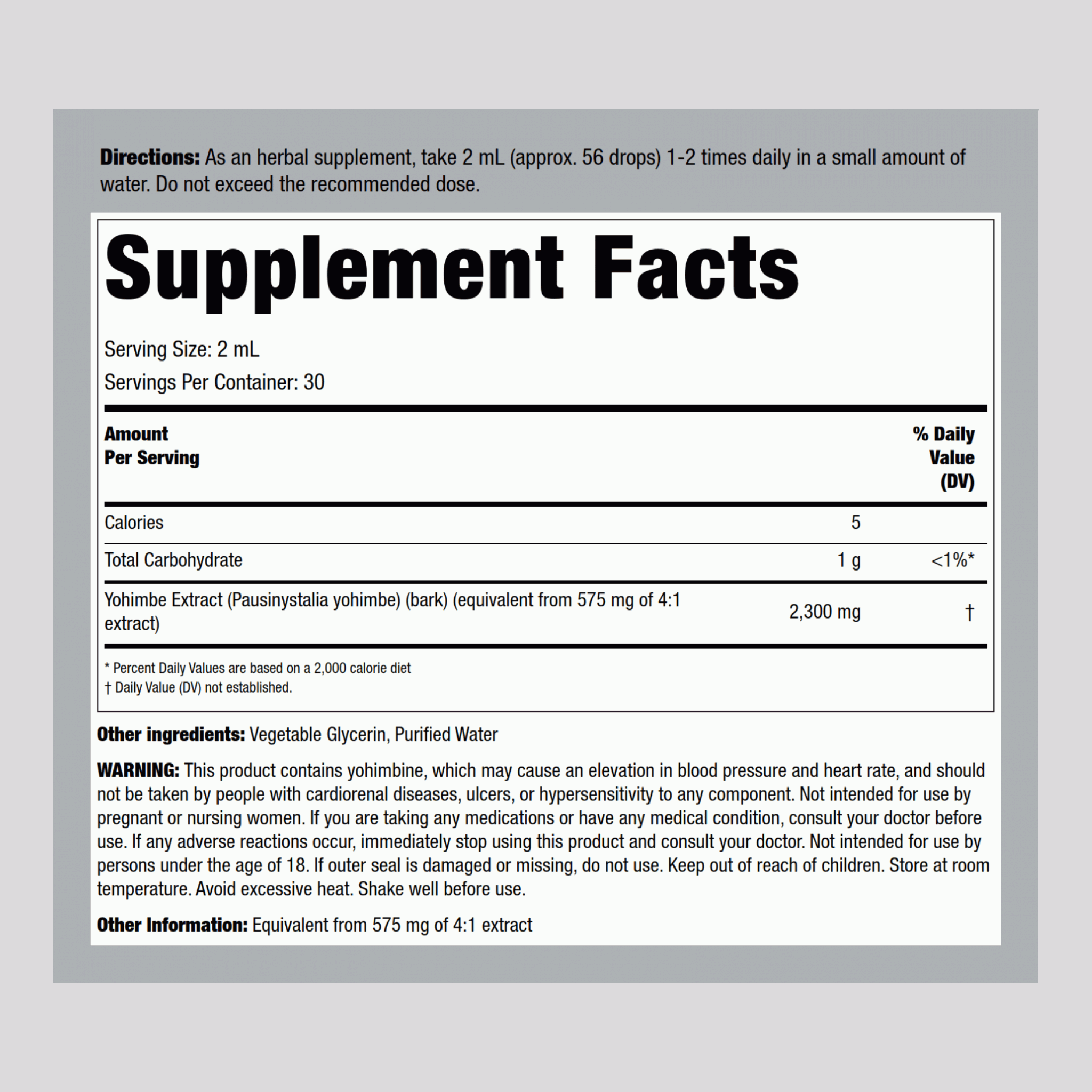超育亨賓提取液     2300  mg 2300 mg 2 fl oz 59 毫升 滴管瓶  
