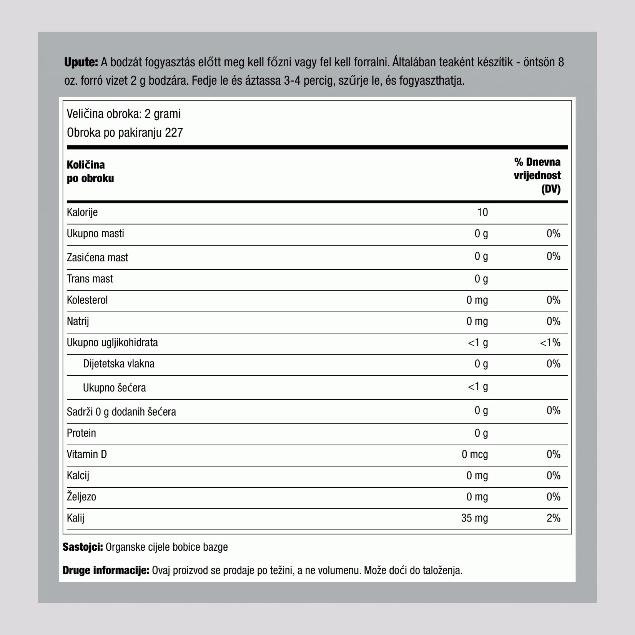 Cijele bobice bazge europske (Organske) 1 lb 454 g Vrećica    