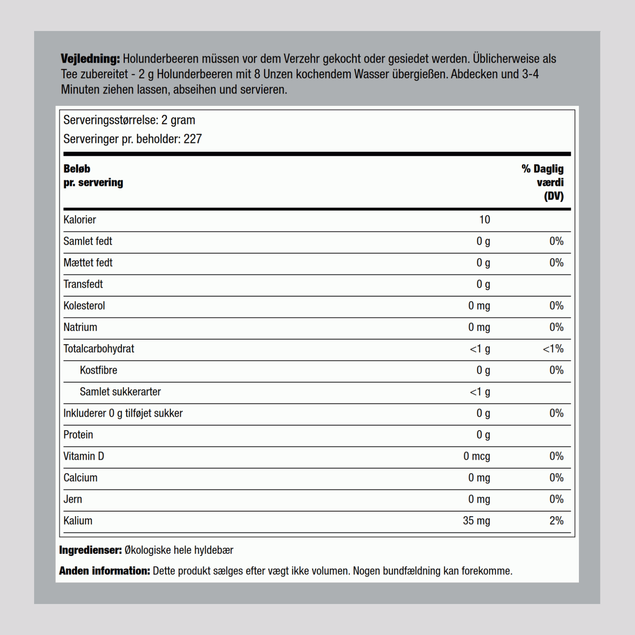 Hele hyldebær (Økologisk) 1 pund 454 g Pose    