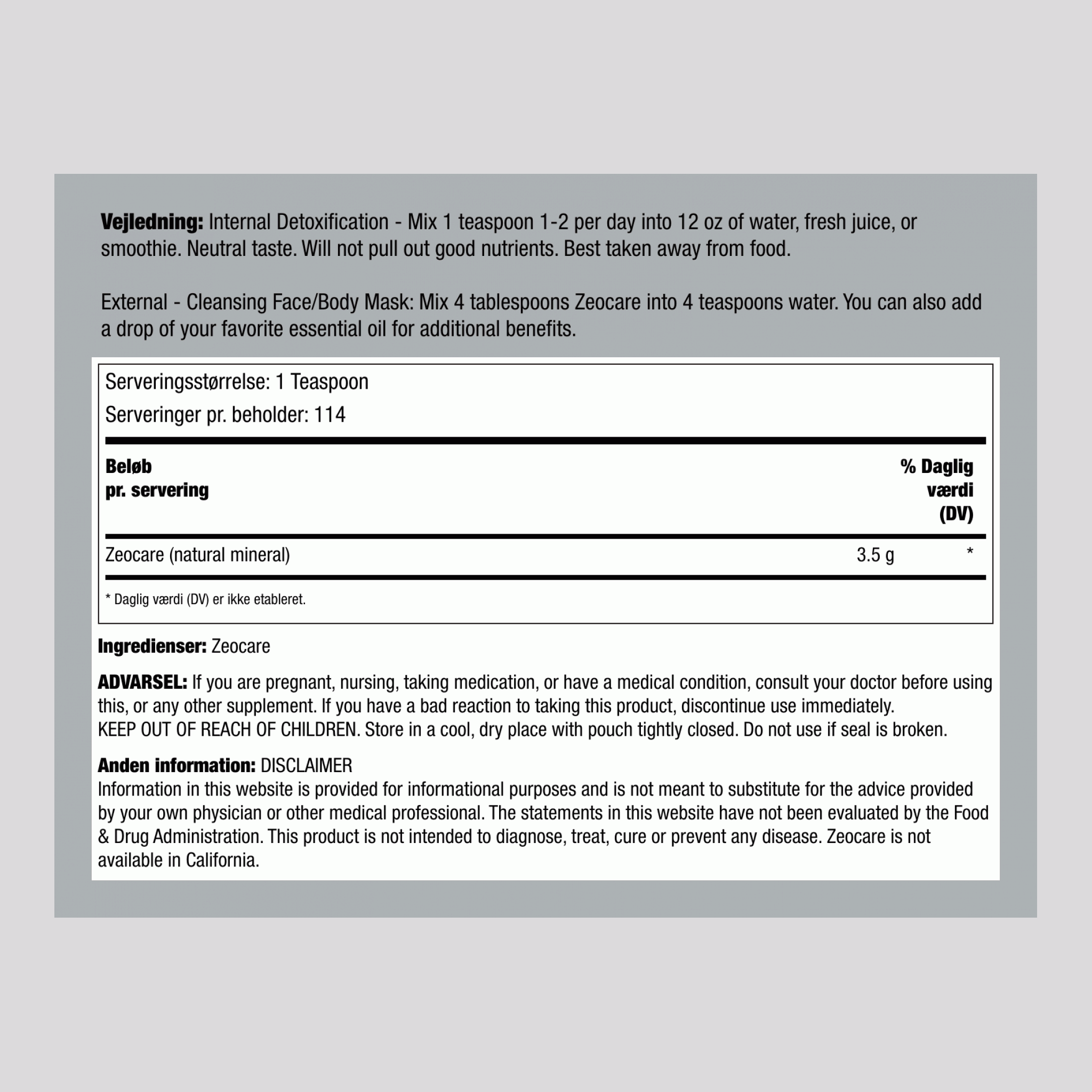 Inner Health Micronized Zeolite 400 g 14.11 oz Pose    