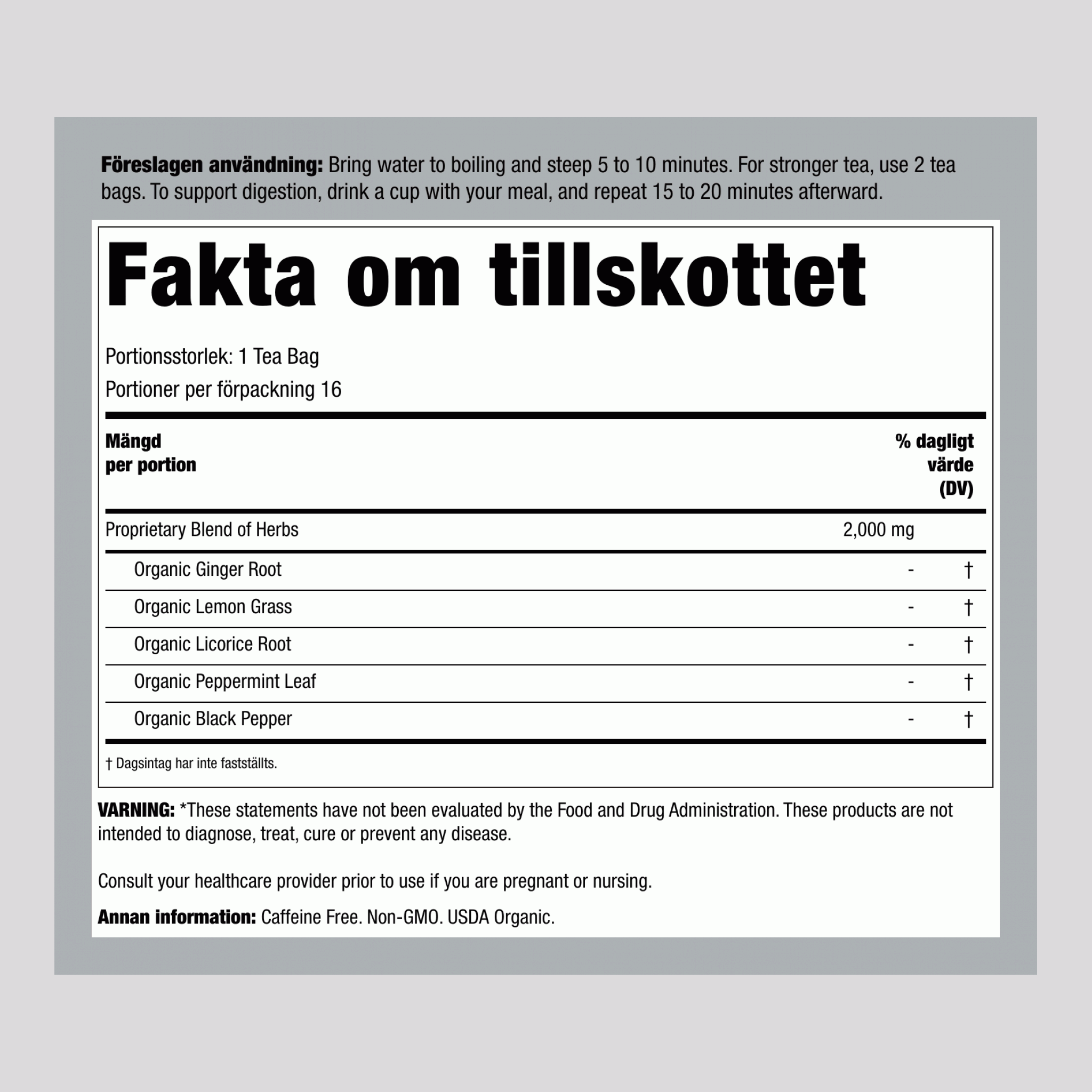 Ingefärste (Organiskt) 16 Tepåsar       