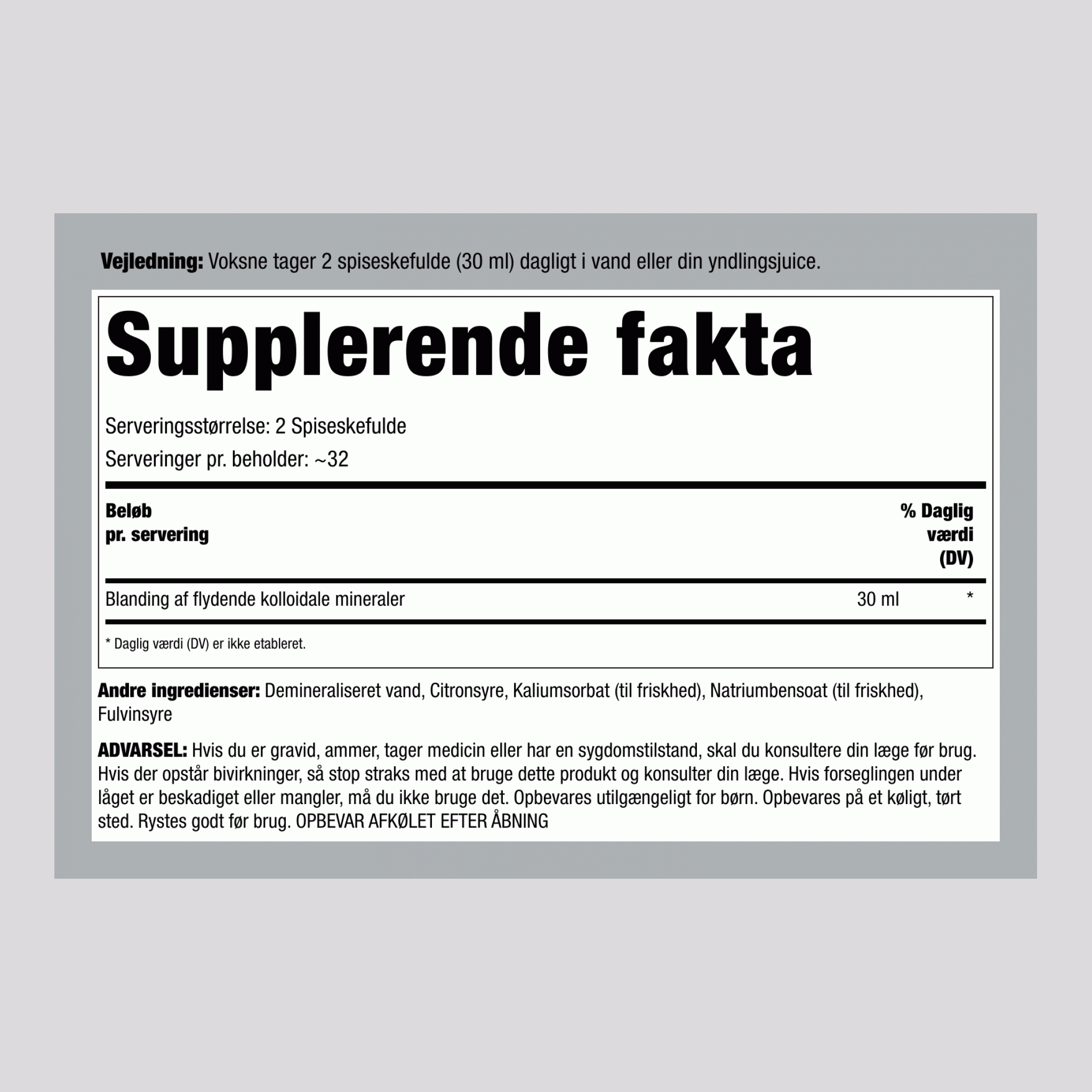 Kolloidmineraler (uden smag),  32 fl oz 946 ml Flaske 2 Flasker