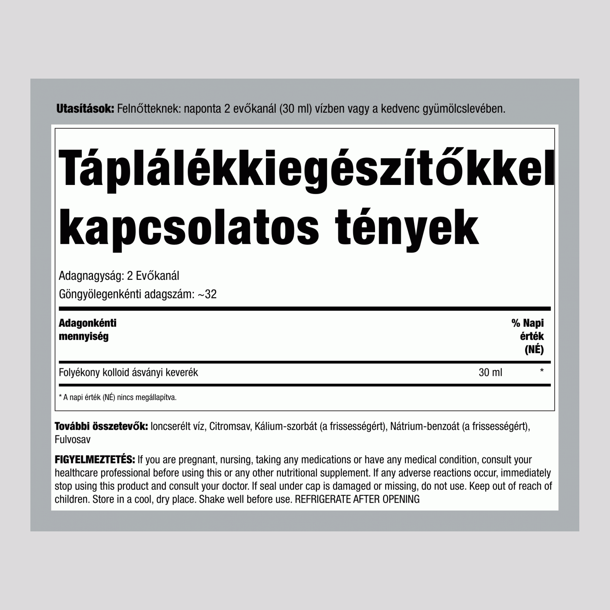 Kolloid ásványi anyagok (ízesítés nélkül),  32 fl oz 946 ml Palack 2 Palackok