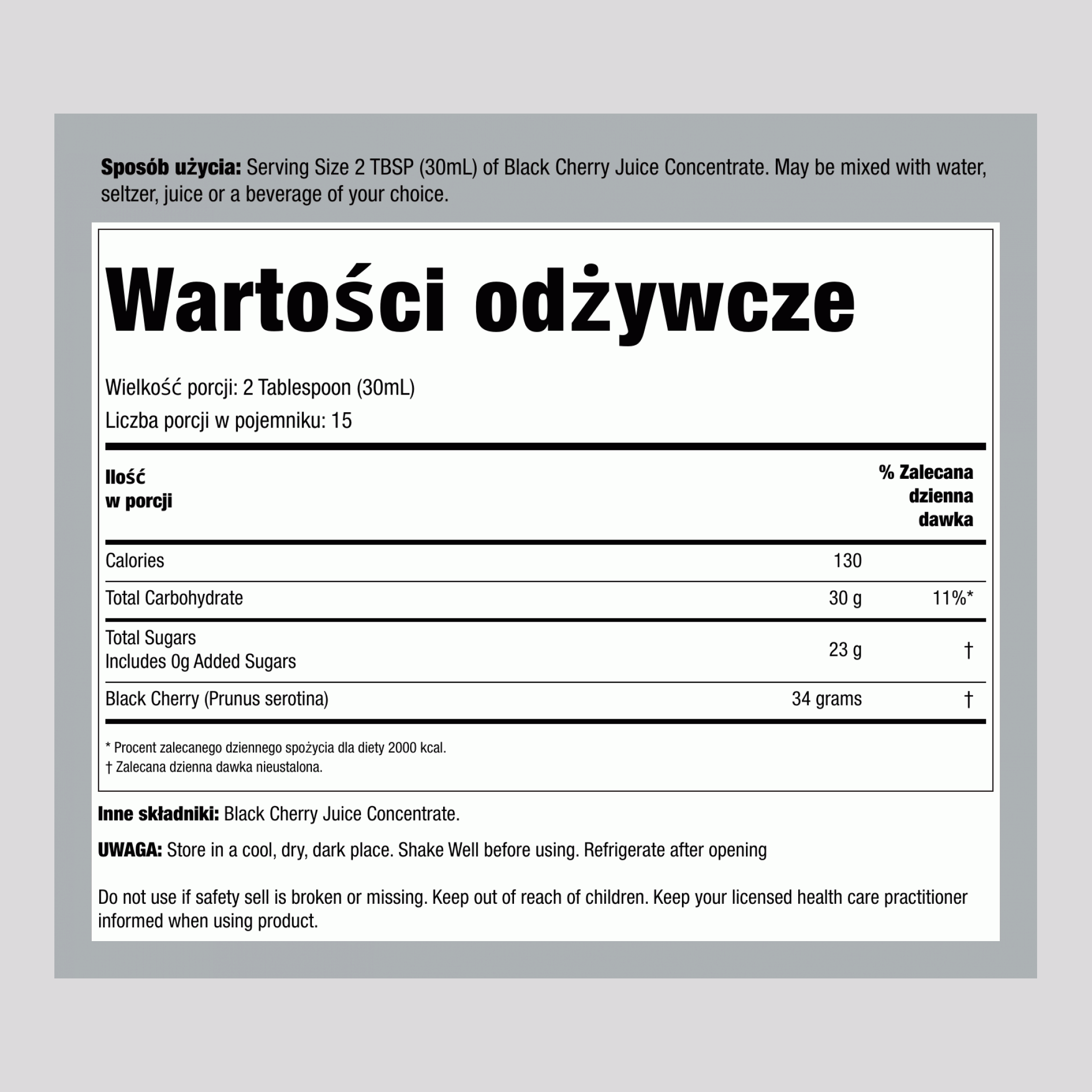 Koncentrat czeremchy amerykańskiej 16 Uncje sześcienne 473 ml Butelka    