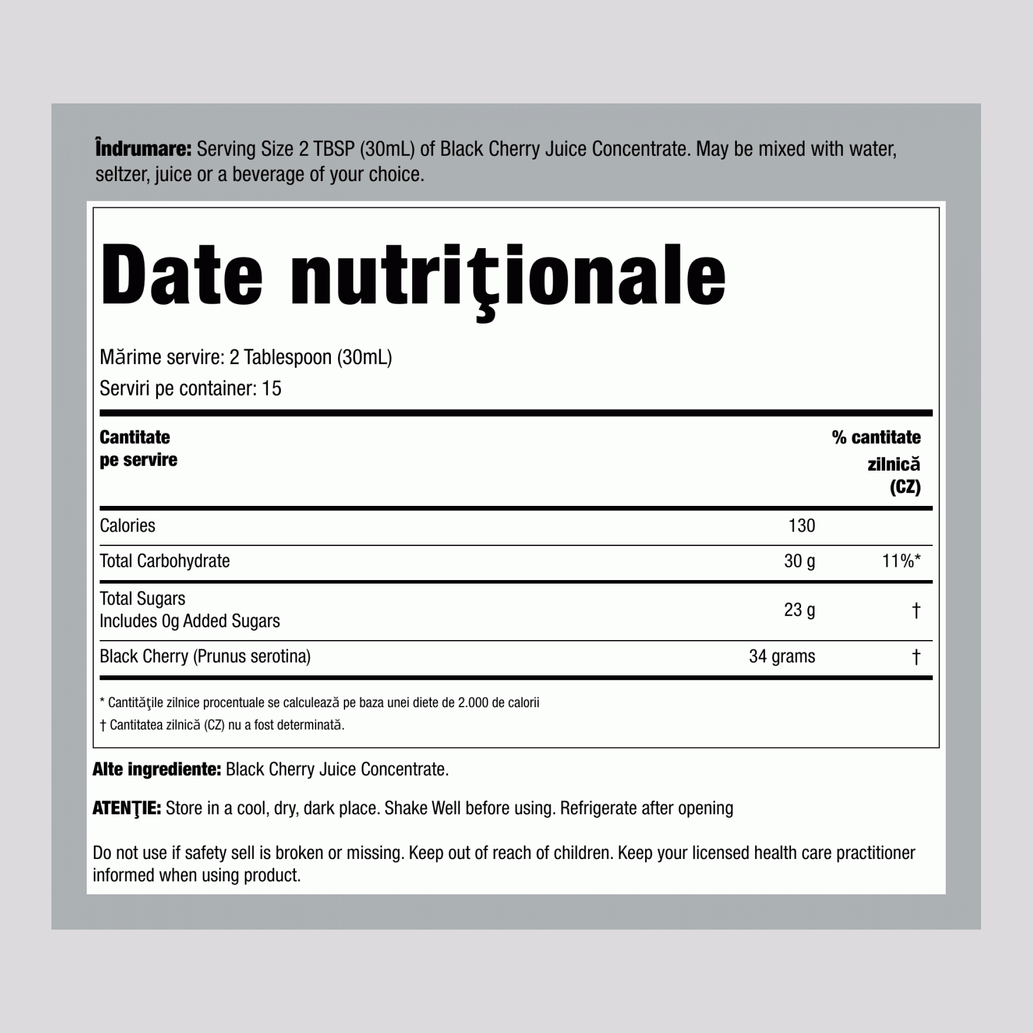 Concentrat de cireşe amare 16 fl oz 473 ml Sticlă    