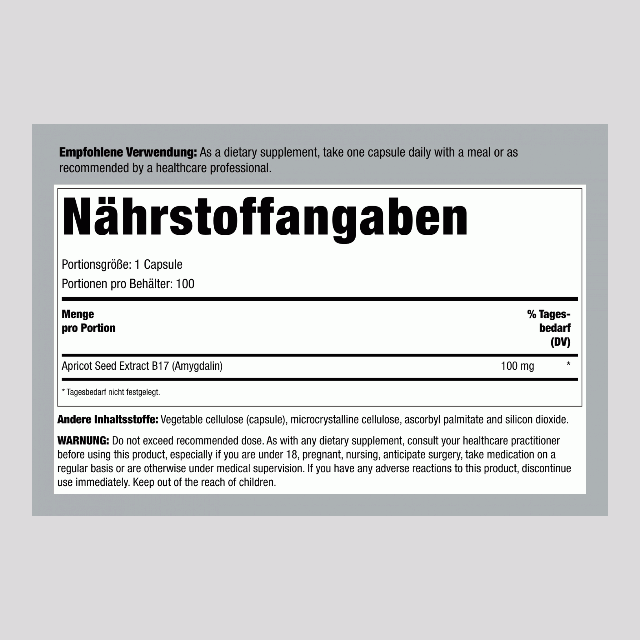 B17 Amygdalin 100 mg 100 Kapseln     