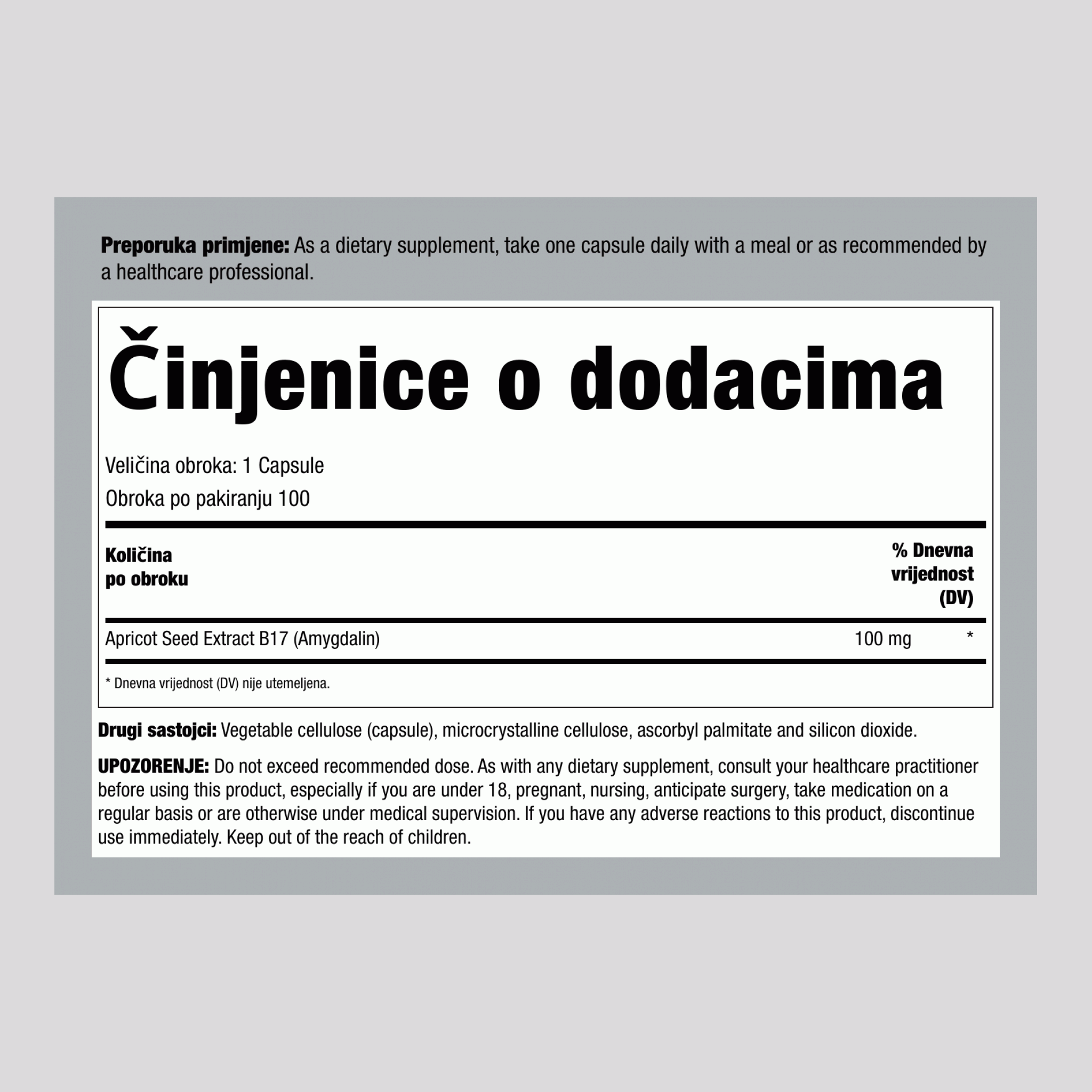 B17 amigdalin 100 mg 100 Kapsule     