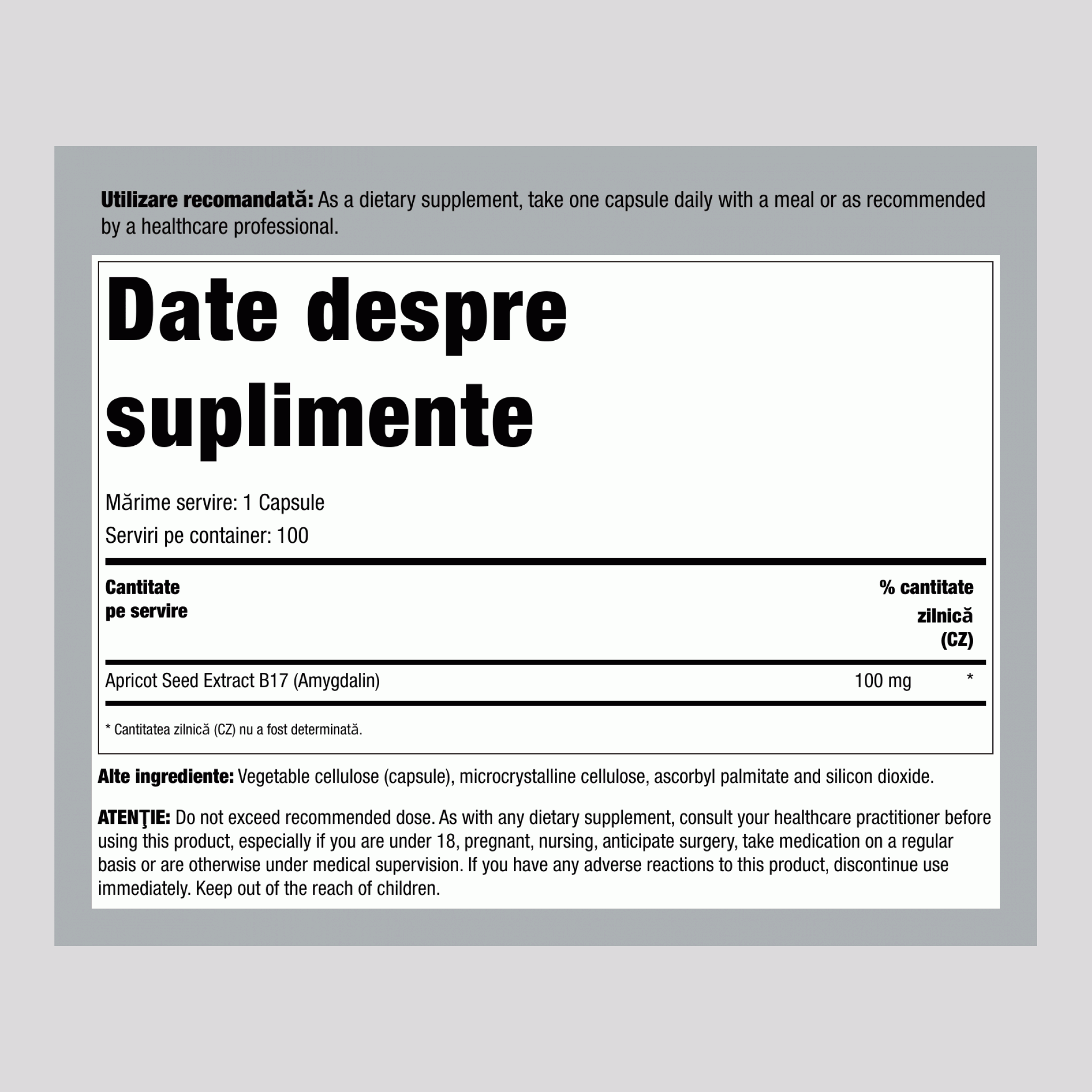 B17 Amigdalină 100 mg 100 Capsule     