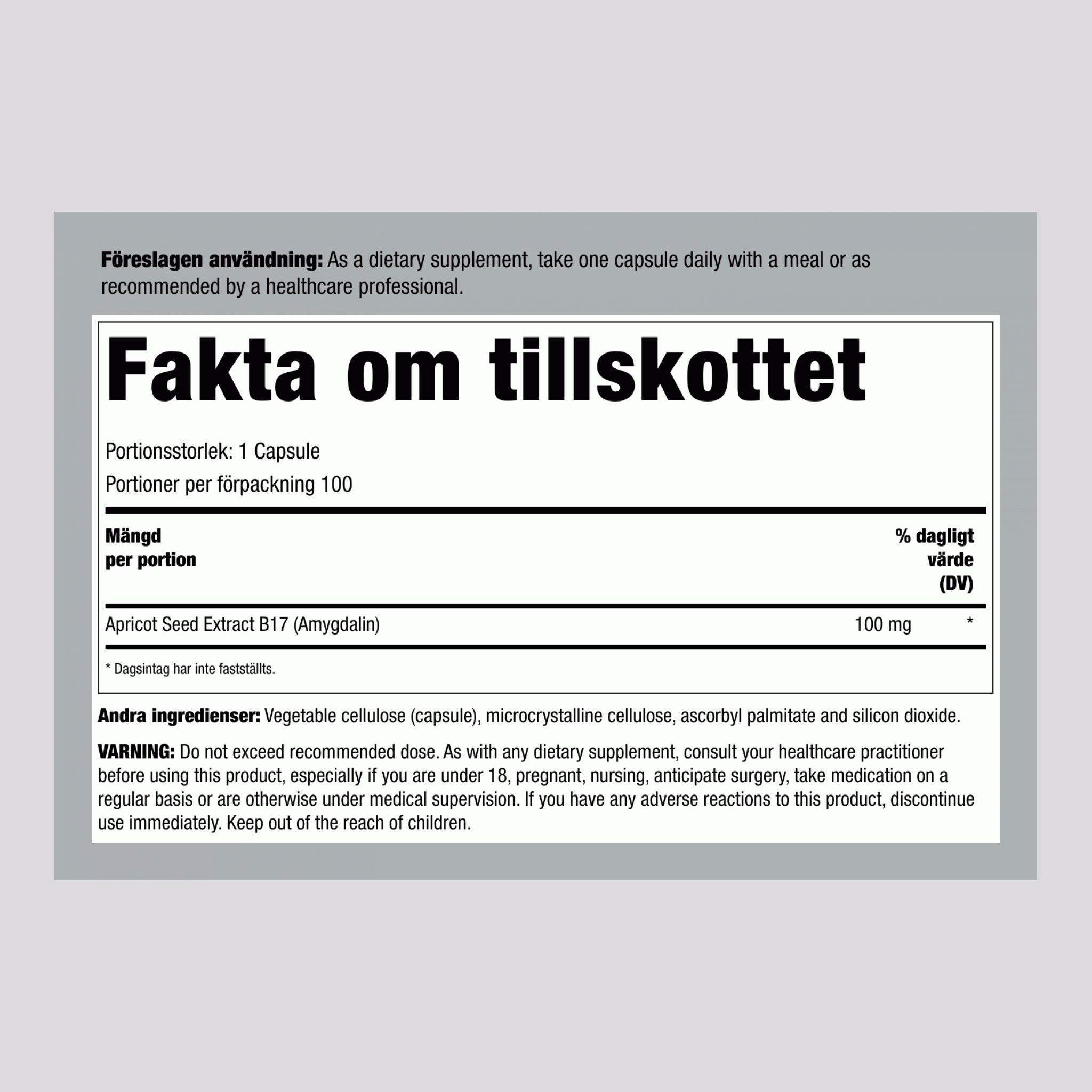 B17 amygdalin 100 mg 100 Kapslar     