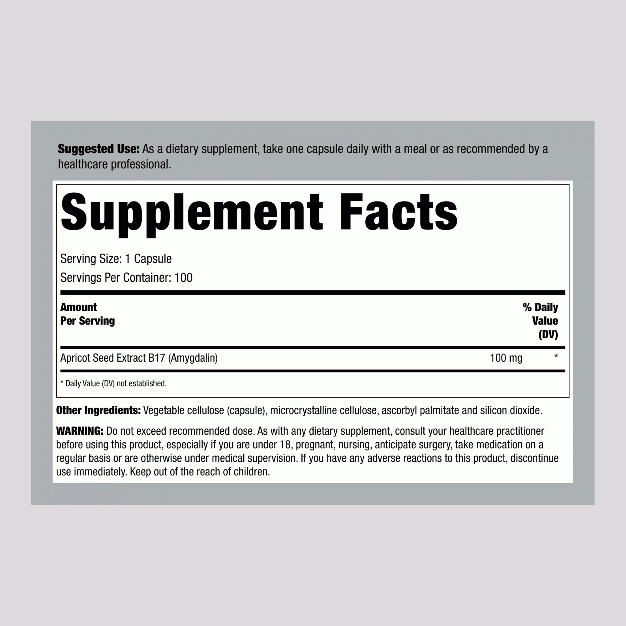 維生素 B17 杏仁苷  100 mg 100 膠囊     