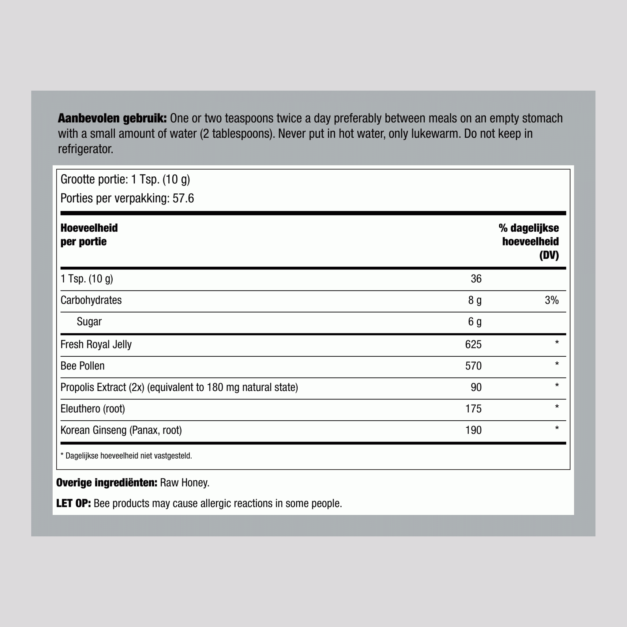 Koninginnengelei in honing 20.3 oz Gelei      