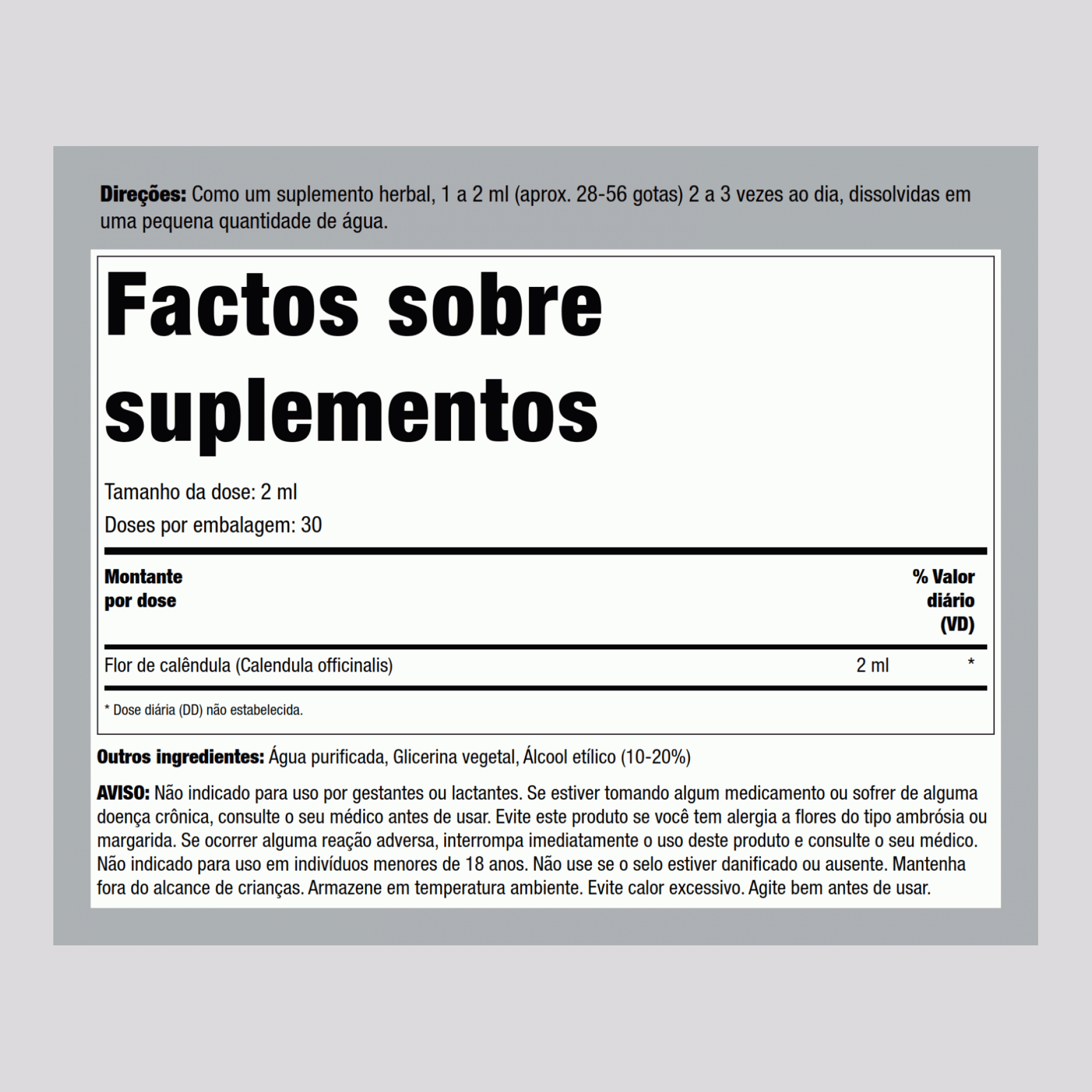 Calêndula Extrato líquido 2 fl oz 59 ml Frasco conta-gotas    