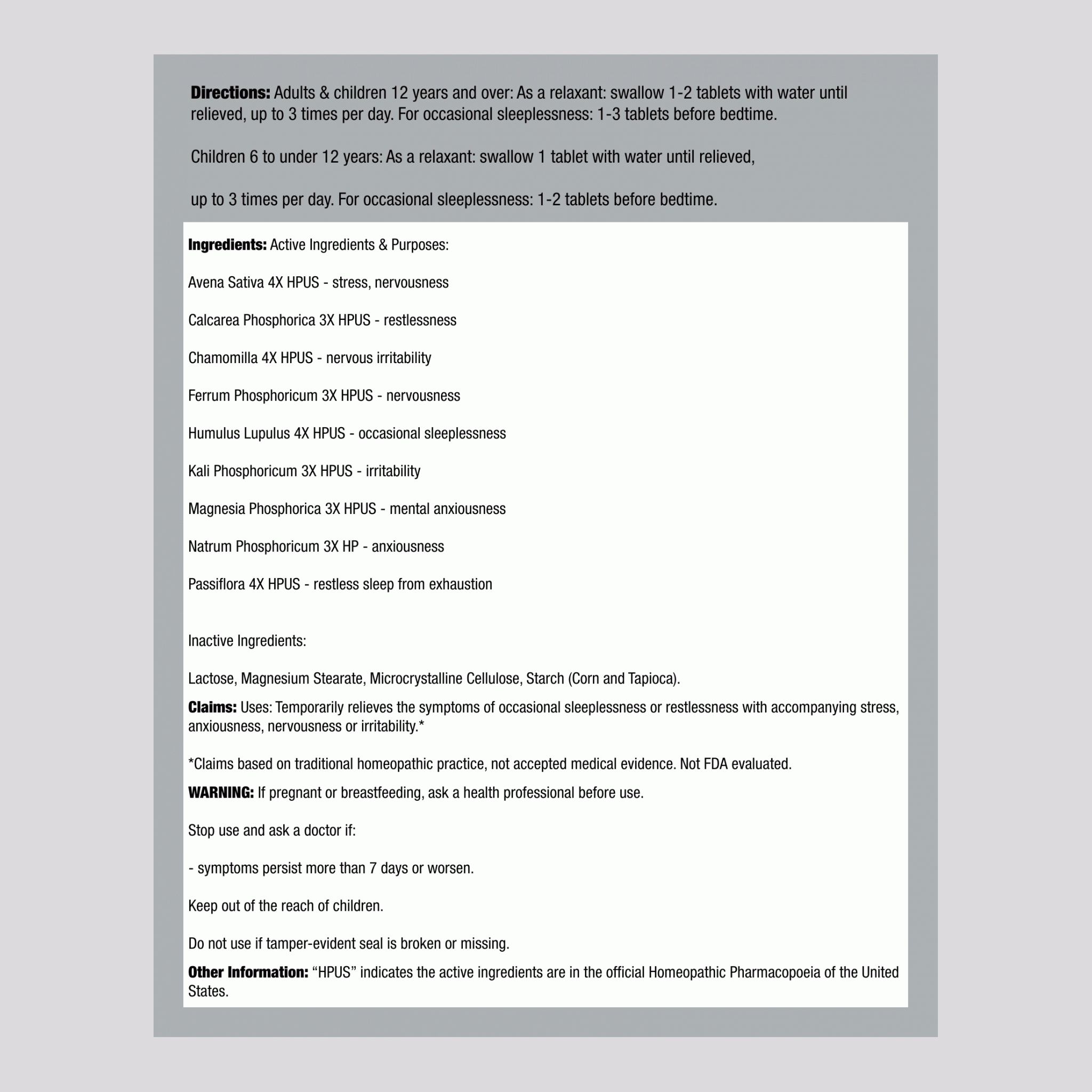 Calms Forte順勢療法配方用於促進睡眠 100 錠劑       