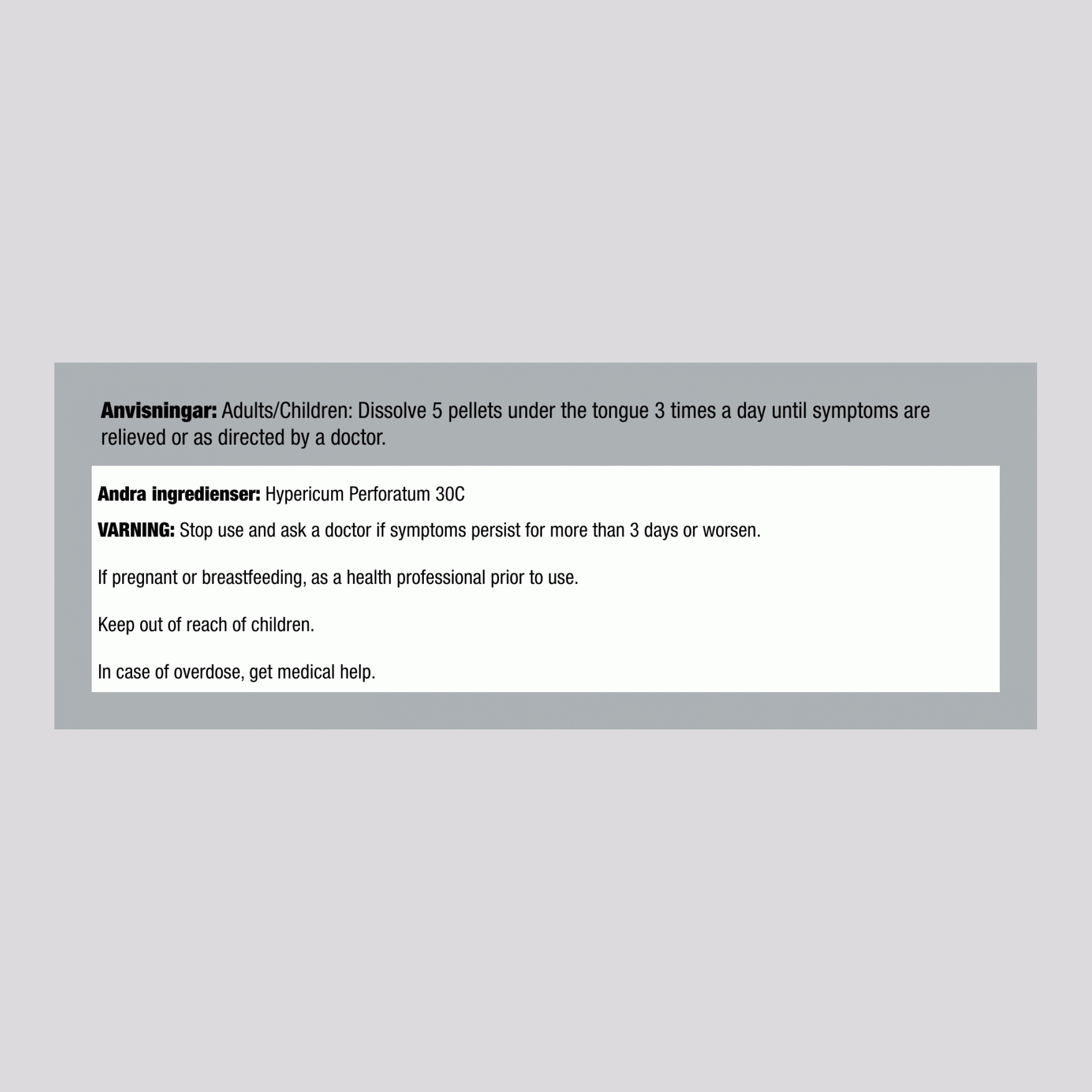 Hypericum Perforatum 30X homeopati mot nervsmärta 80 Pellets       