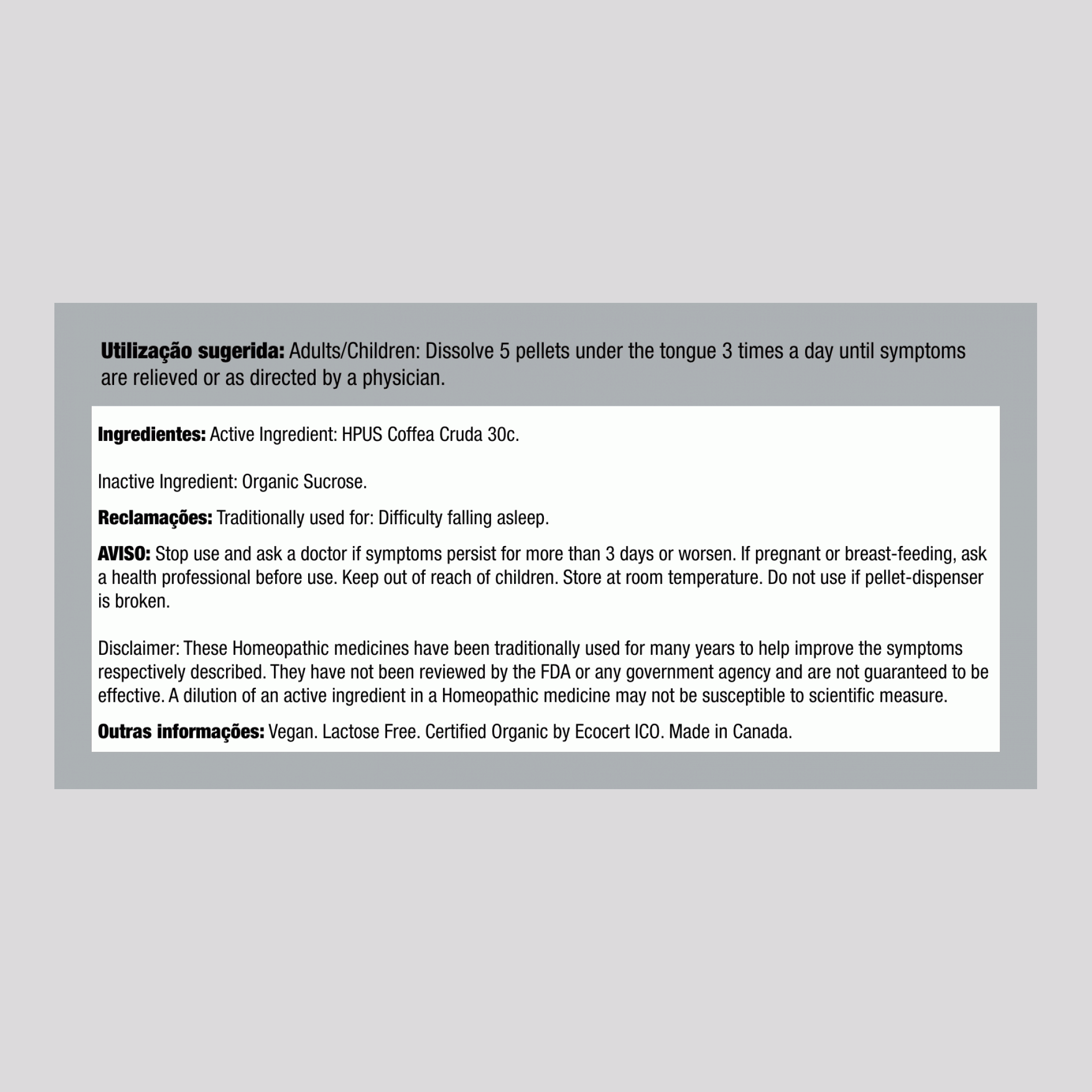 Coffea Cruda 30C Homeopático Sonolência 80 Granulados       