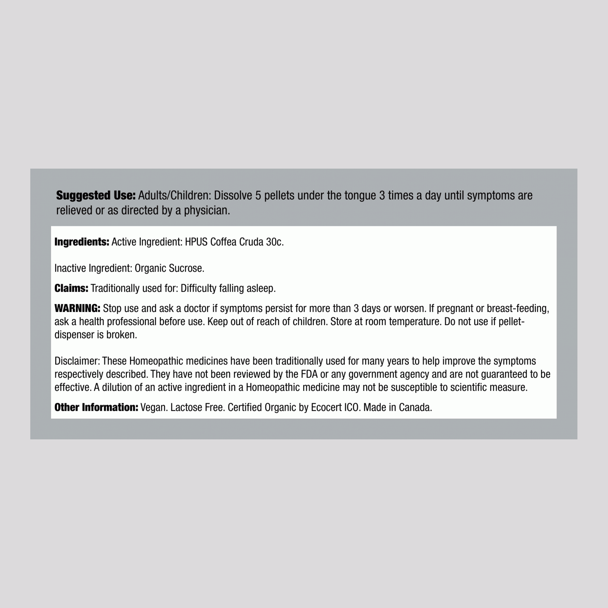 Coffea Cruda 30C順勢療法配方用於失眠 80 小球       