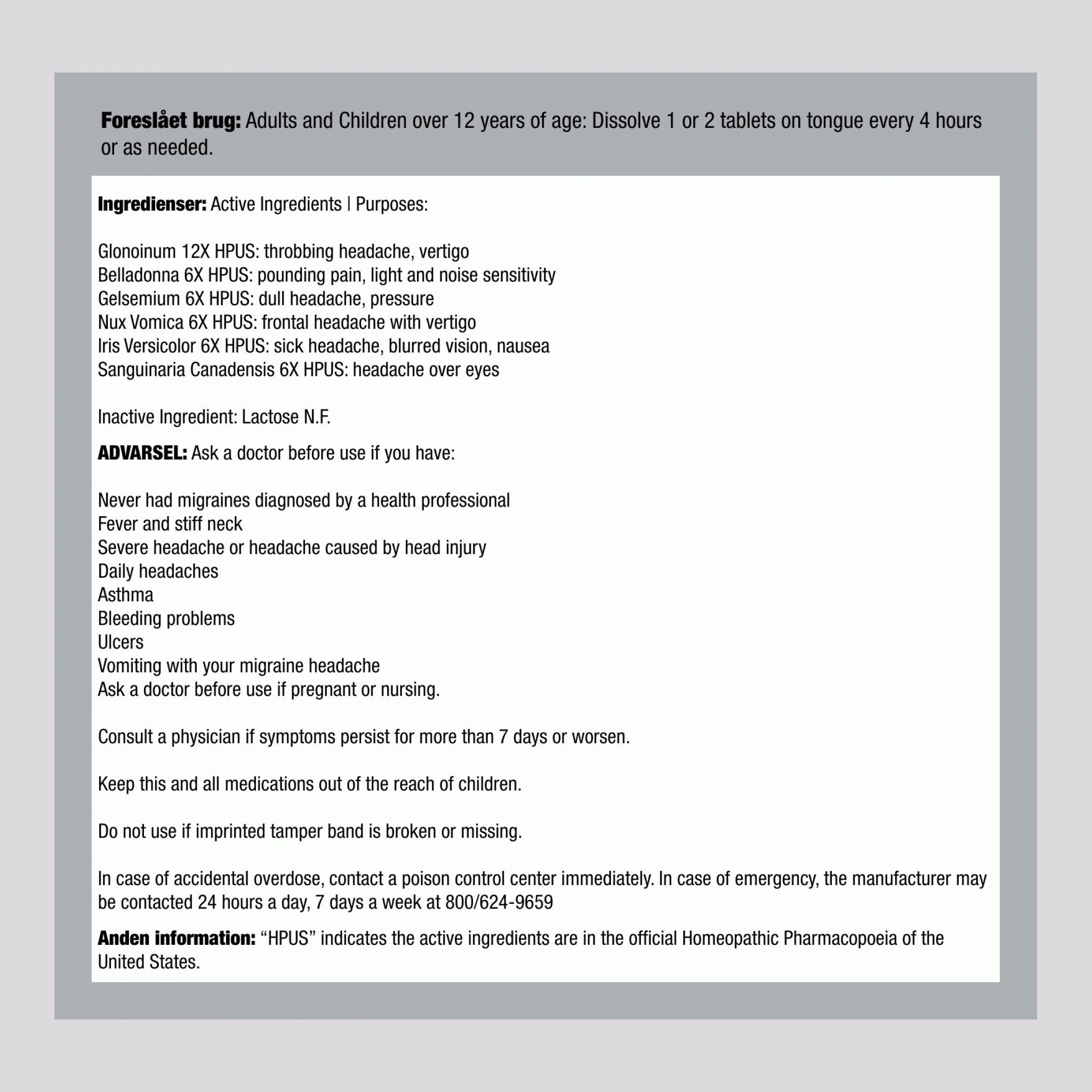 Migræne hovedpine 100 Tabletter       