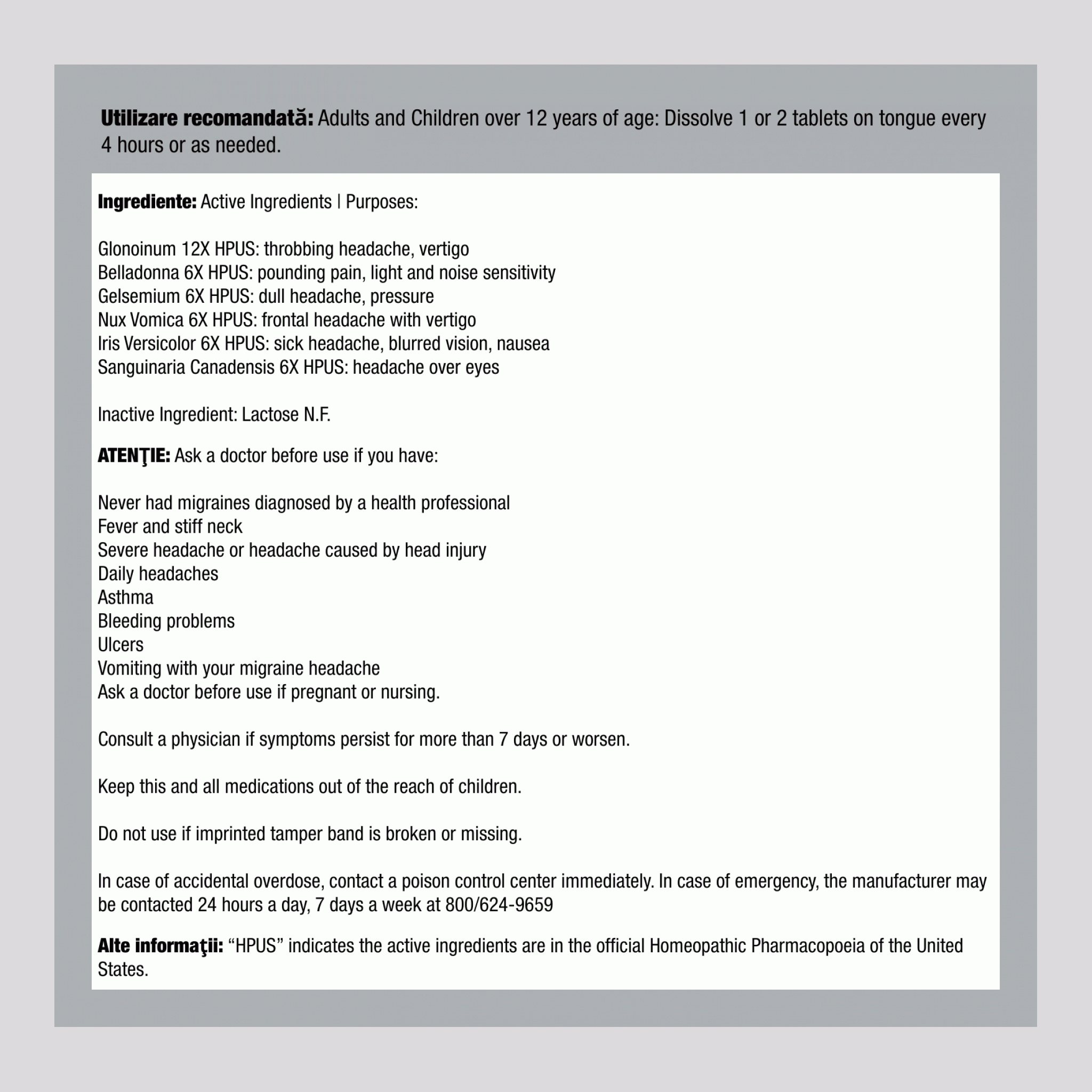 Migrene Nevralgii 100 Comprimate       