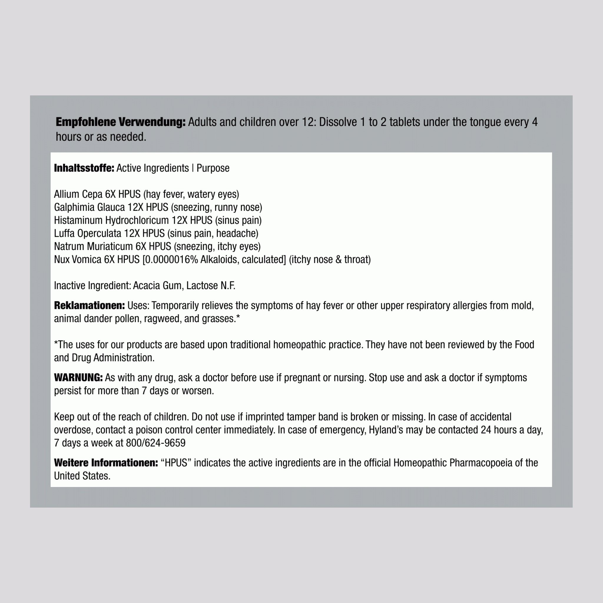 Linderung bei jahreszeitlich bedingten Allergien 60 Tabletten mit schneller Auflösung       