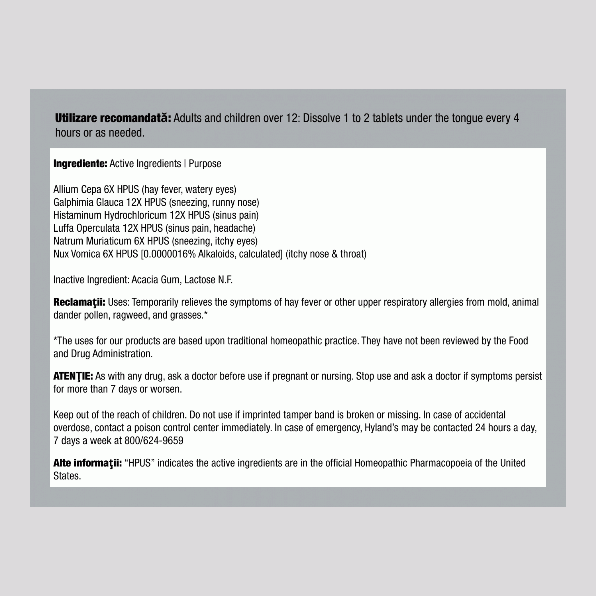 Antialergic sezonal 60 Comprimate cu dizolvare rapidă       