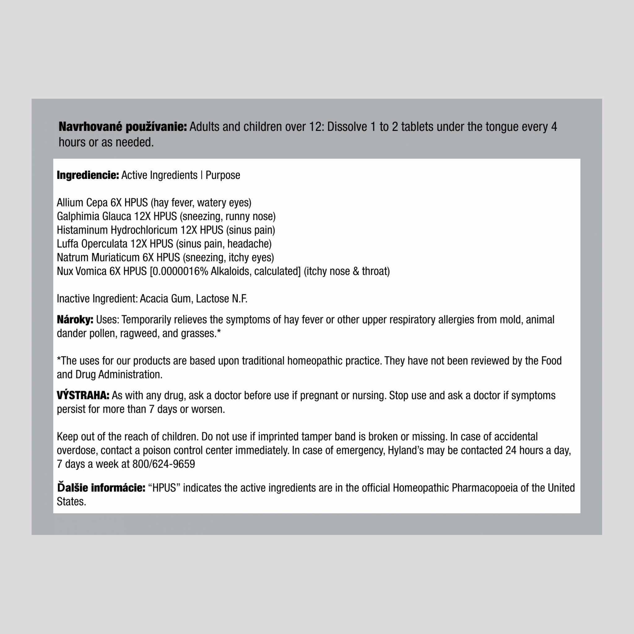 Úľava od sezónnej alergie 60 Rýchlo rozpustné tablety       