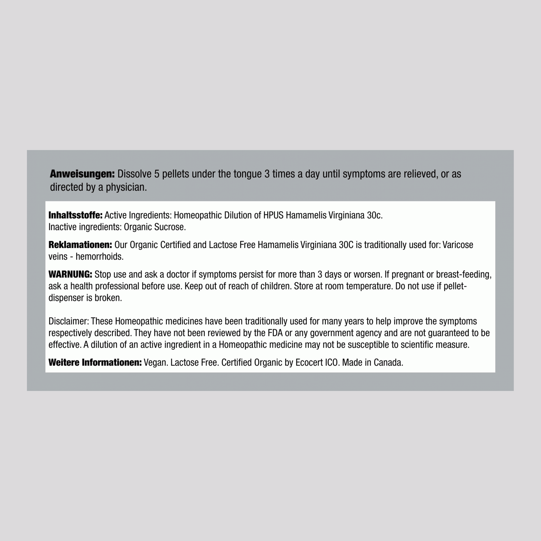 Virginische Zaubernuss 30 c, homöopathisch, bei Hämorrhoiden 80 Pellets       