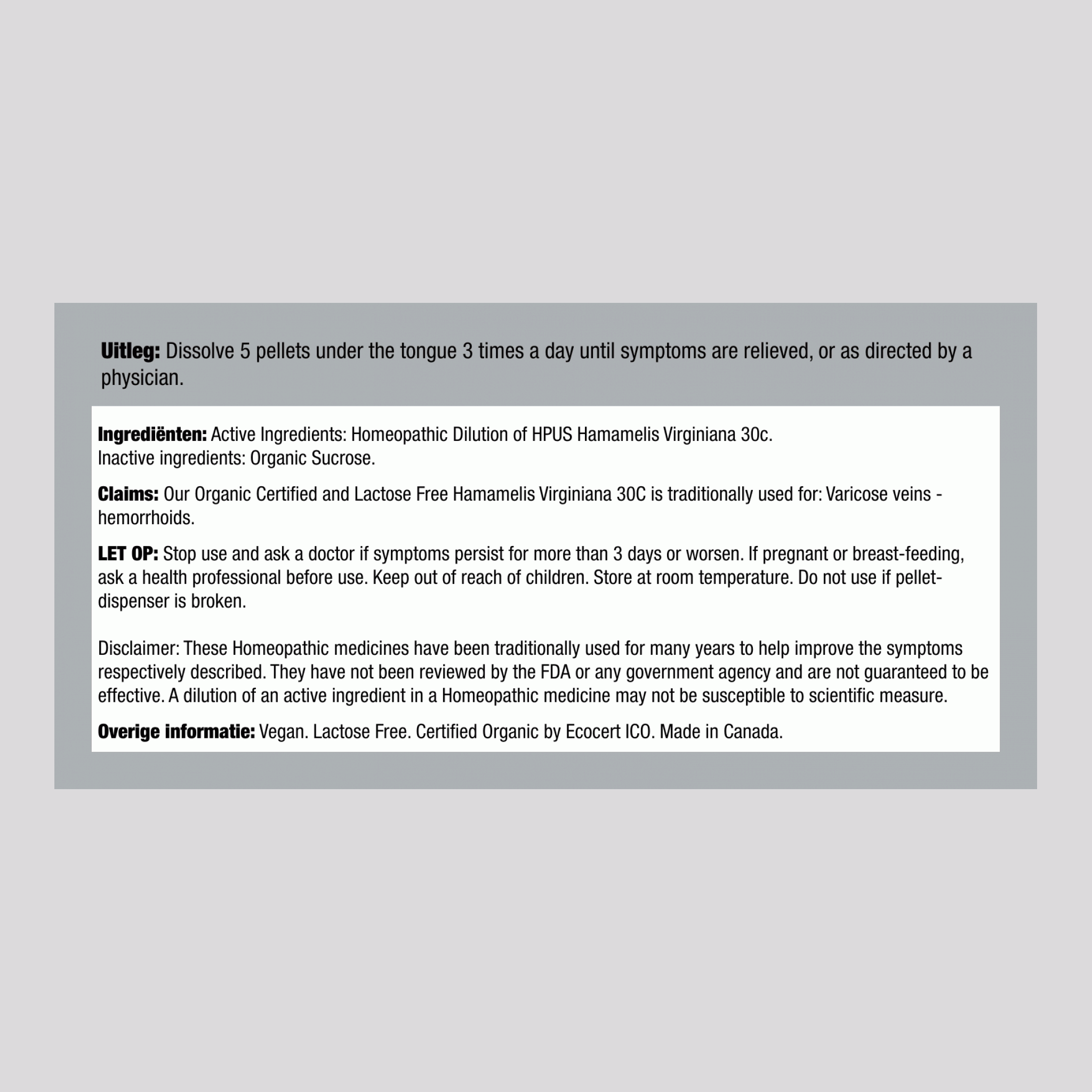 Toverhazelaar 30c homeo aambeien 80 Pellets       