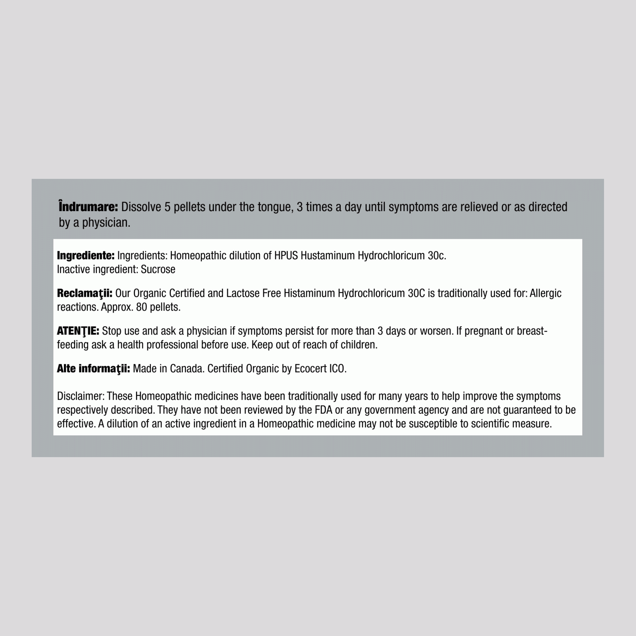 Histaminum Hydrochloricum 30c Homeo Alergii 80 Granule       