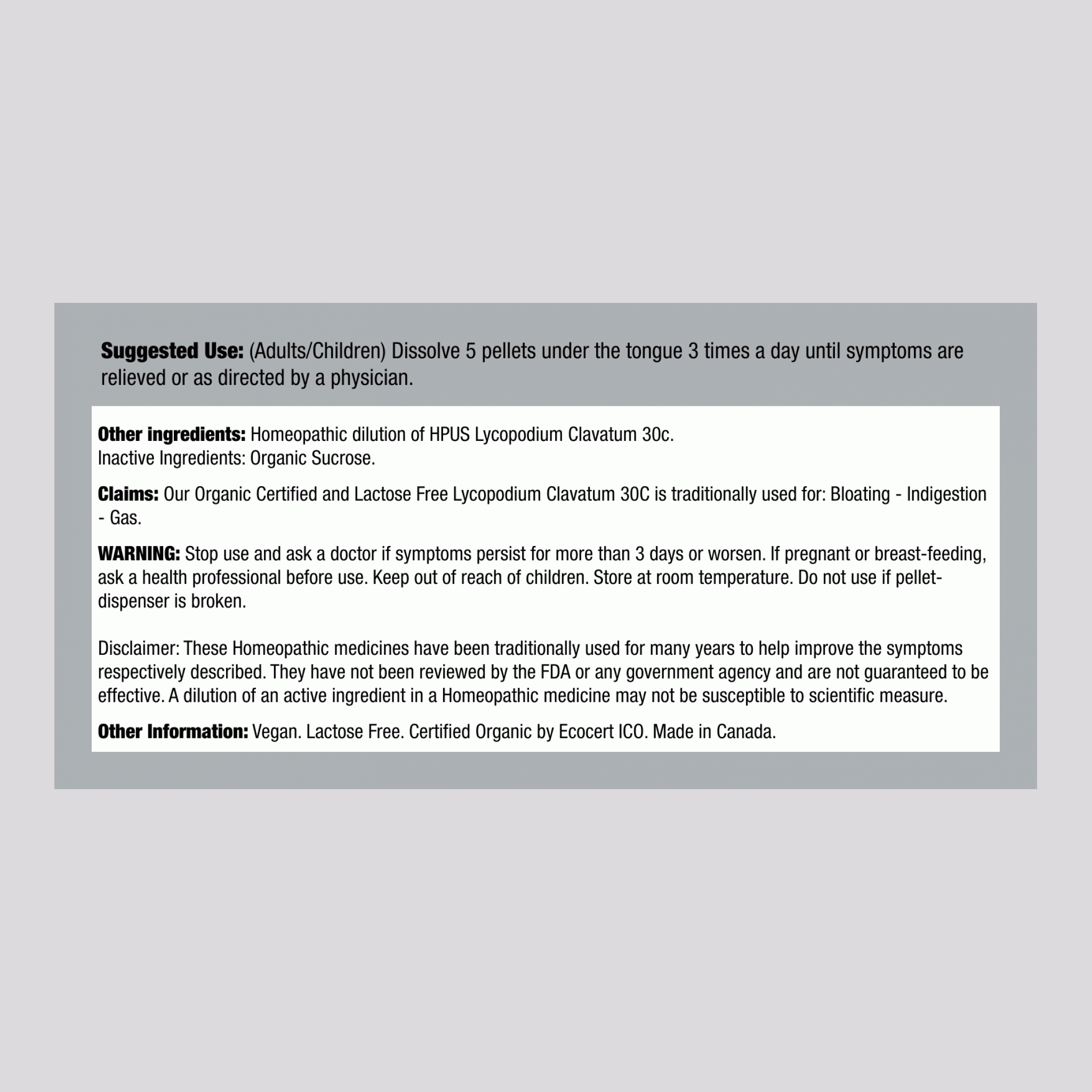 Lycopodium Clavatum 30c順勢療法噯氣和消化不良 80 小球       