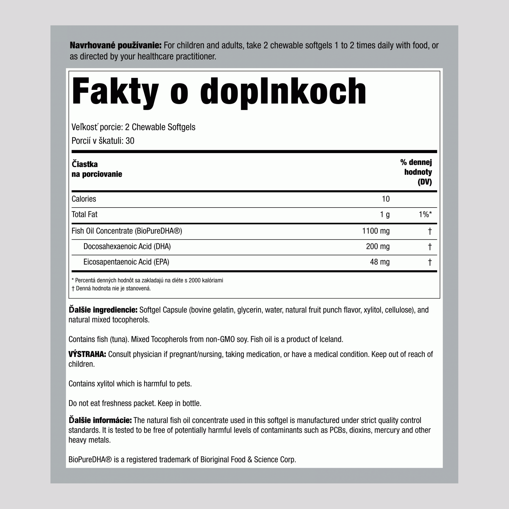 Žuvateľné DHA pre deti  100 mg 60 Mäkké kapsuly     