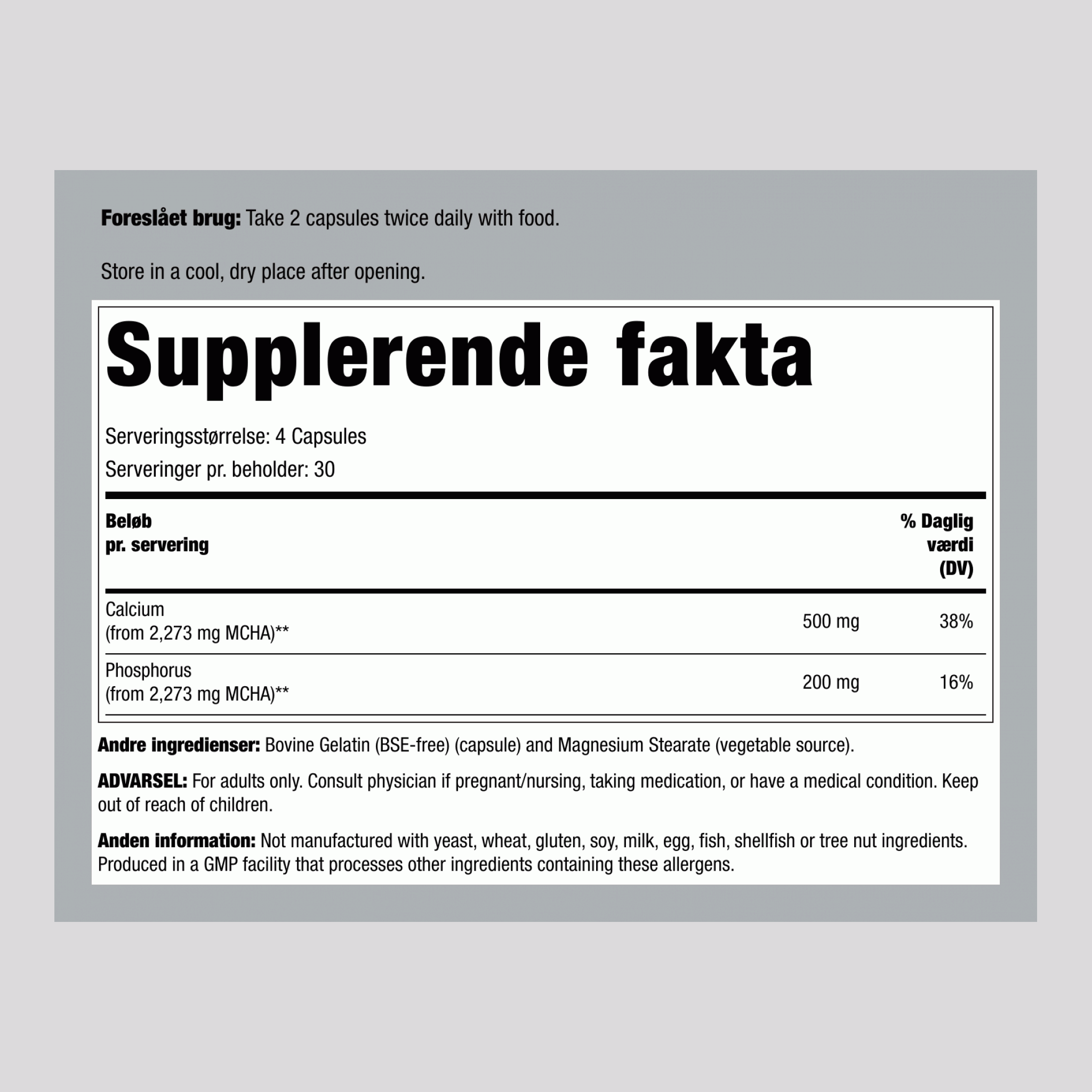 Calciumhydroxyapatit, 120 kapsler