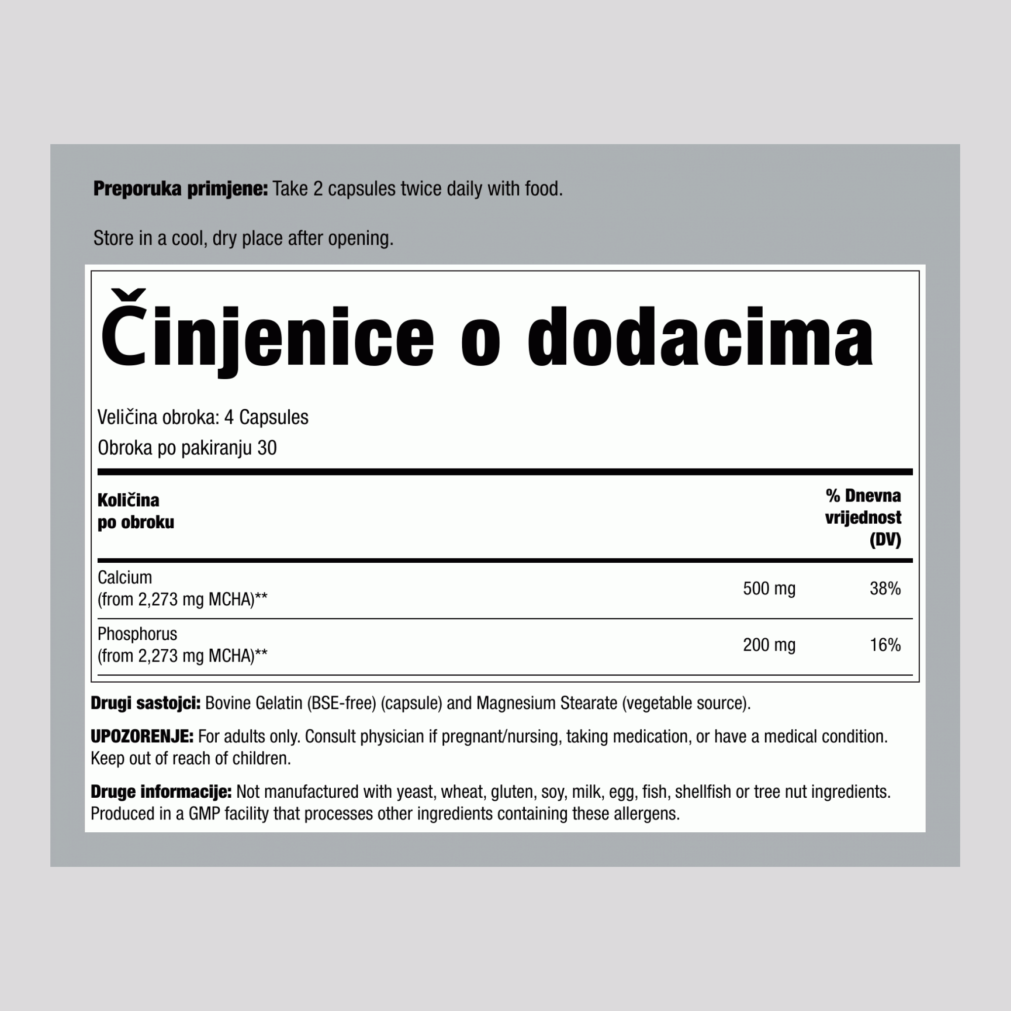 Kalcij hidroksiapatit, 120 kapsula