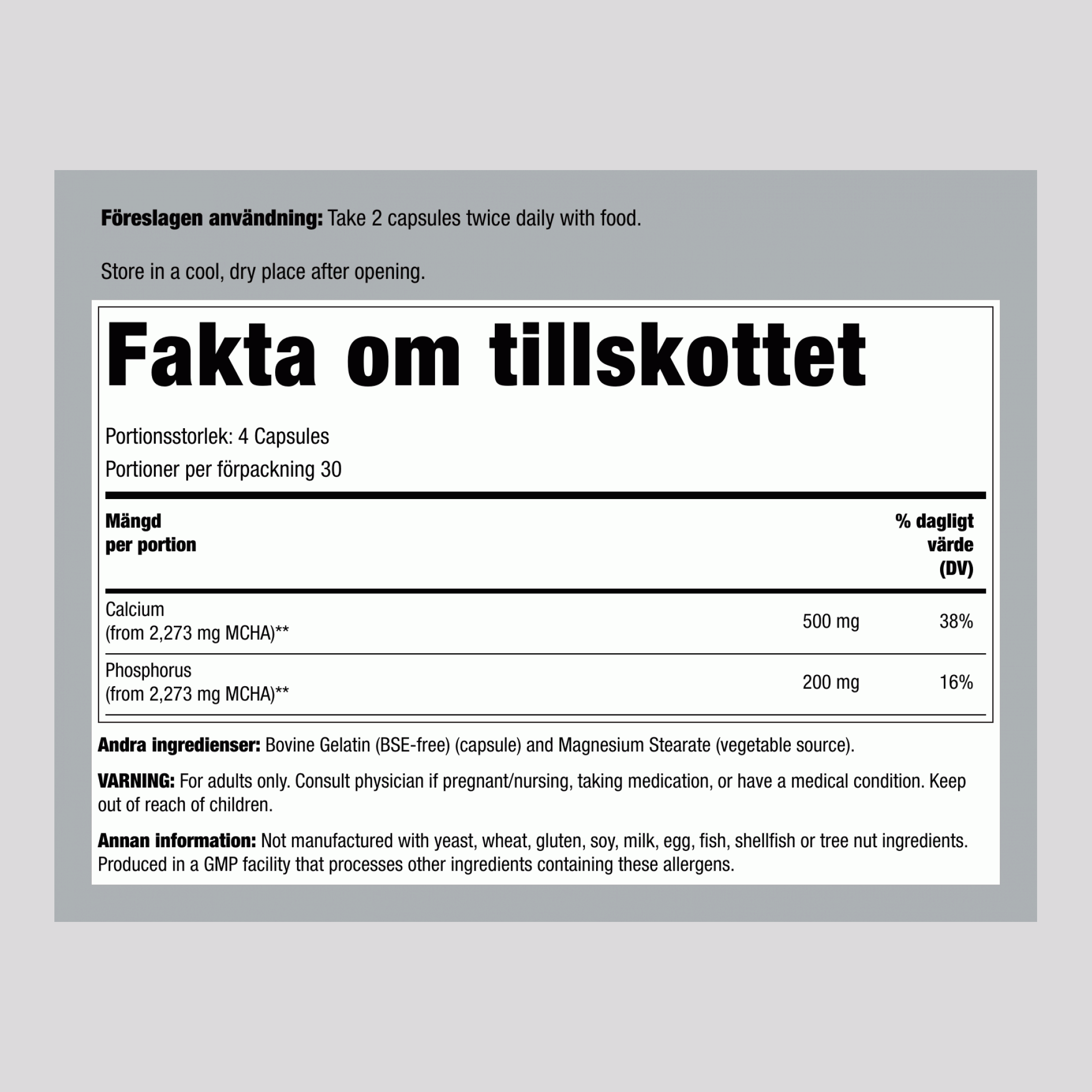 Kalciumhydroxiapatit, 120 kapslar