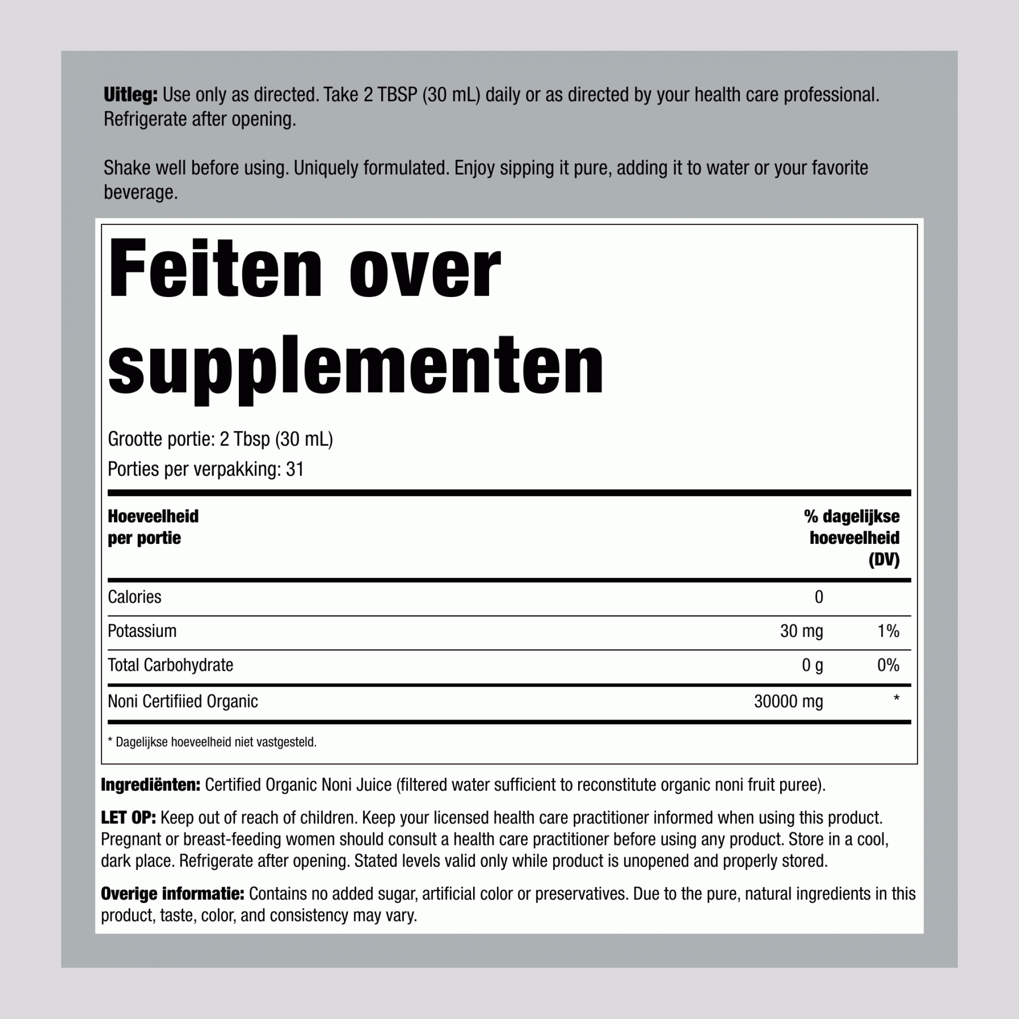 Noni 100% Juice (Organic), 32 fl oz (946 mL) Bottle