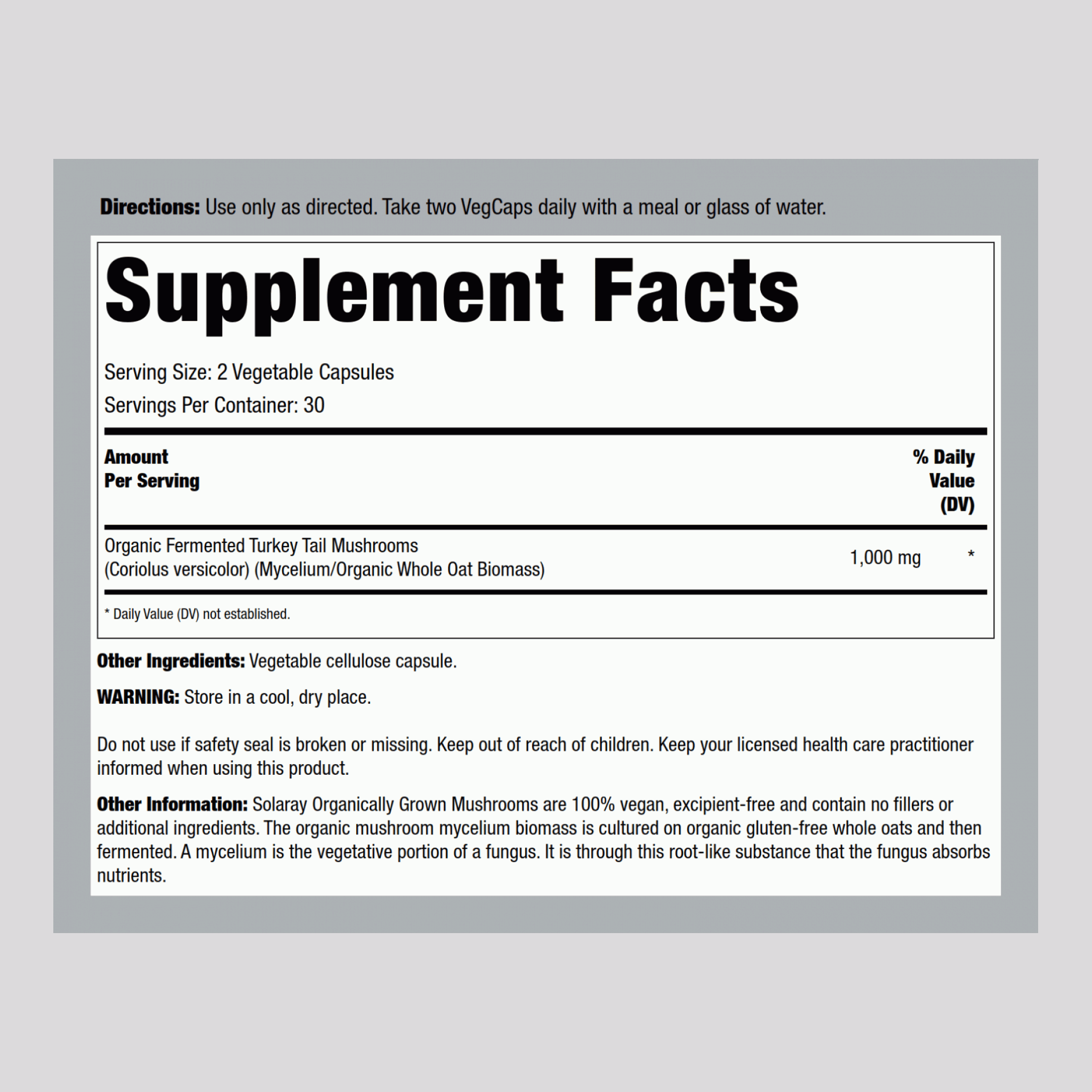 發酵雲芝 (有機) 500 mg 60 素食專用膠囊     
