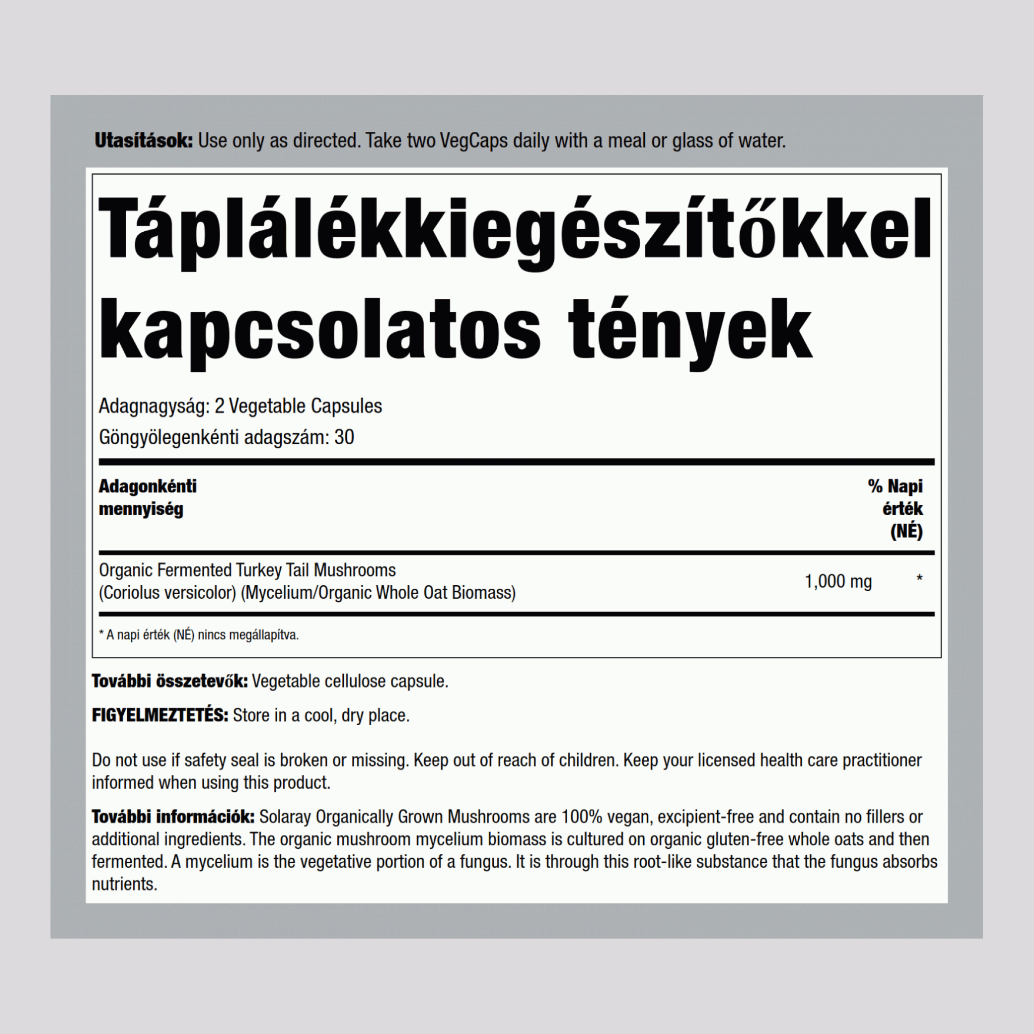 Erjesztett lepketapló (Organikus) 500 mg 60 Vegetáriánus kapszula     