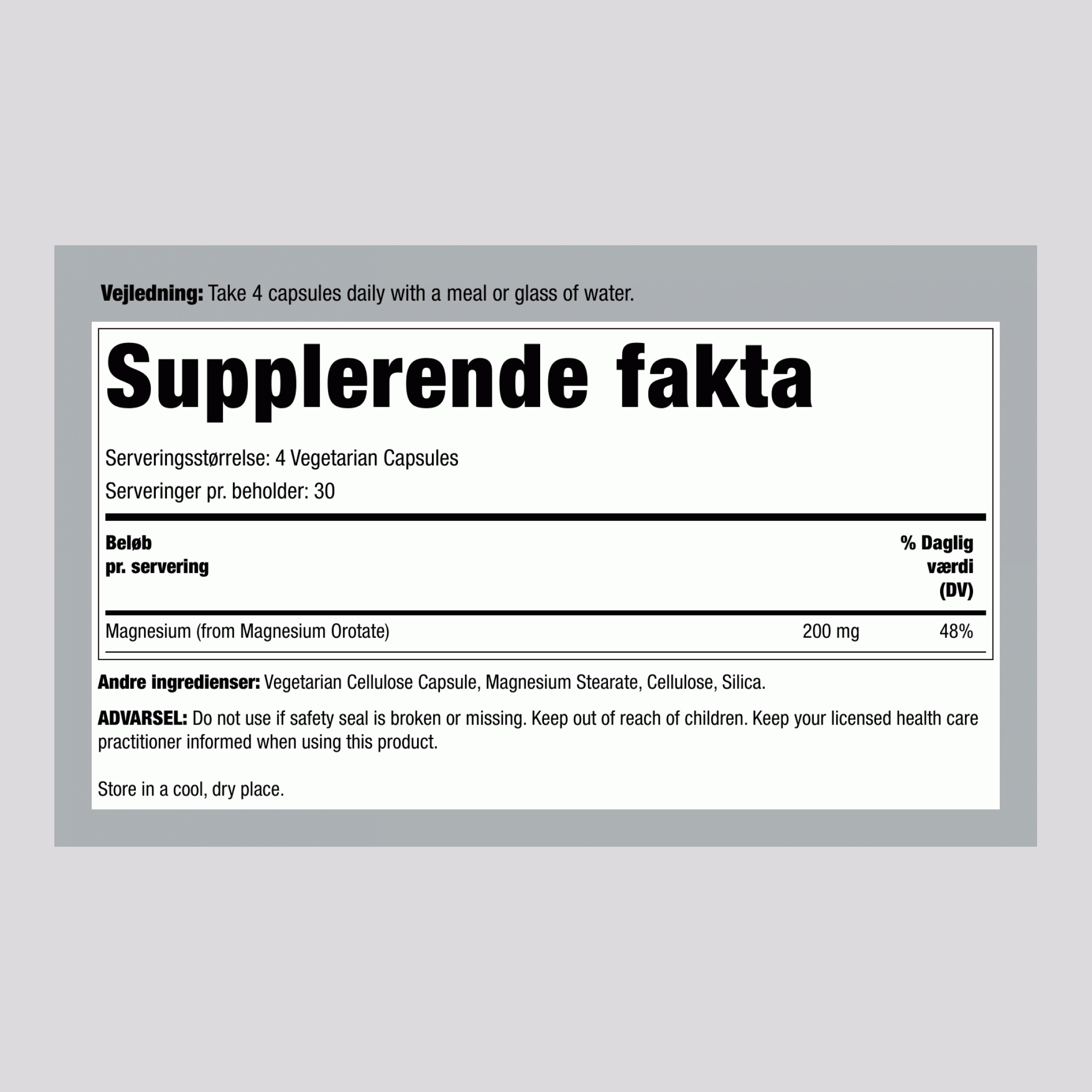 Magnesiumorotat 200 mg 120 Vegetar-kapsler     