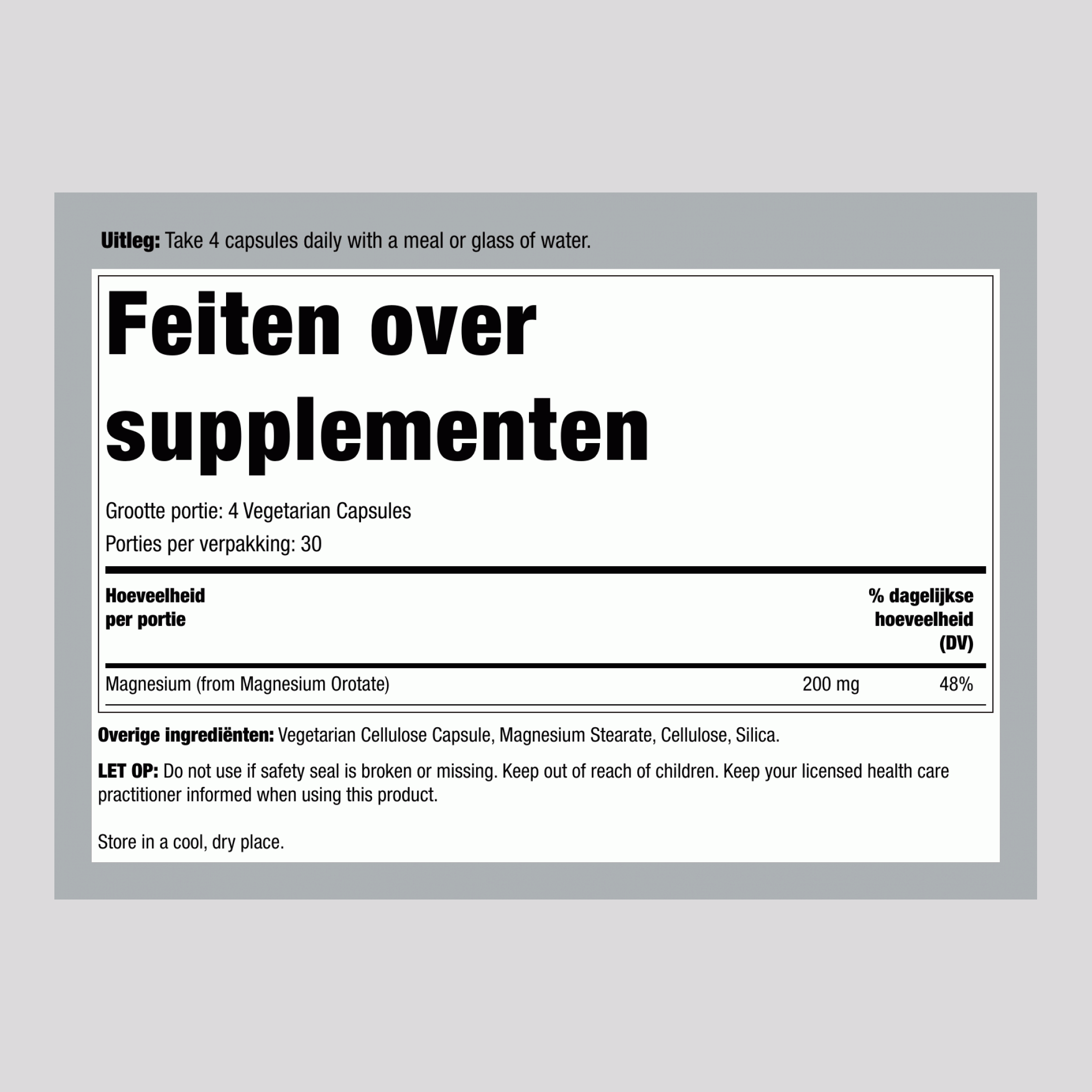 Magnesiumorotaat 200 mg 120 Vegetarische capsules     