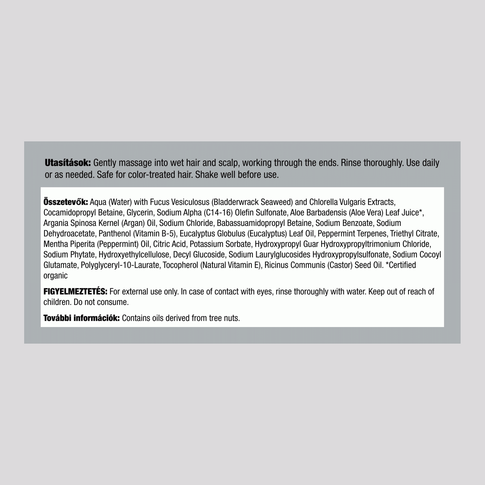 Argán sampon eukaliptusszal és borsmentával 12 fl oz 354 ml Palack    