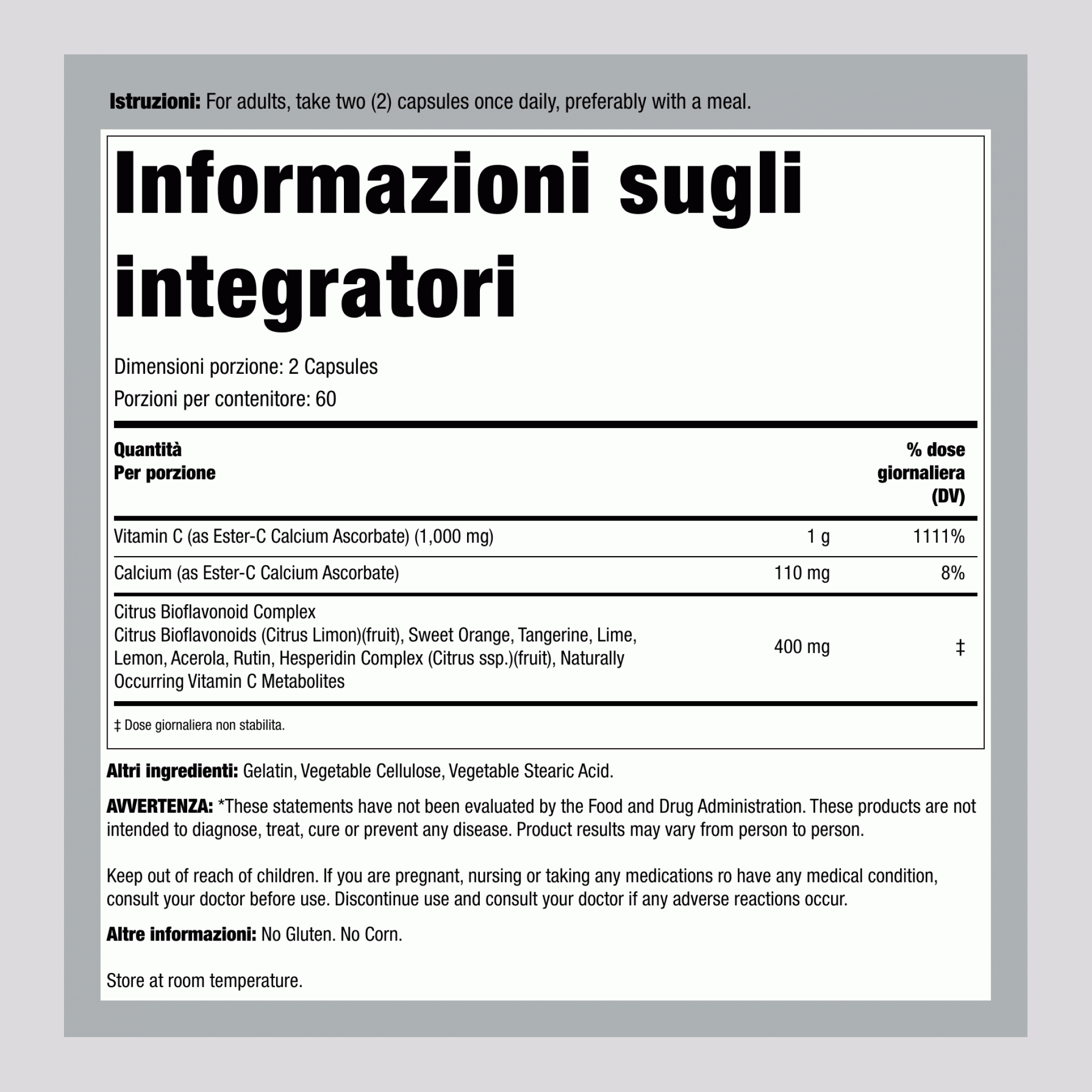 Ester C con bioflavonoidi di agrumi 500 mg 120 Capsule     