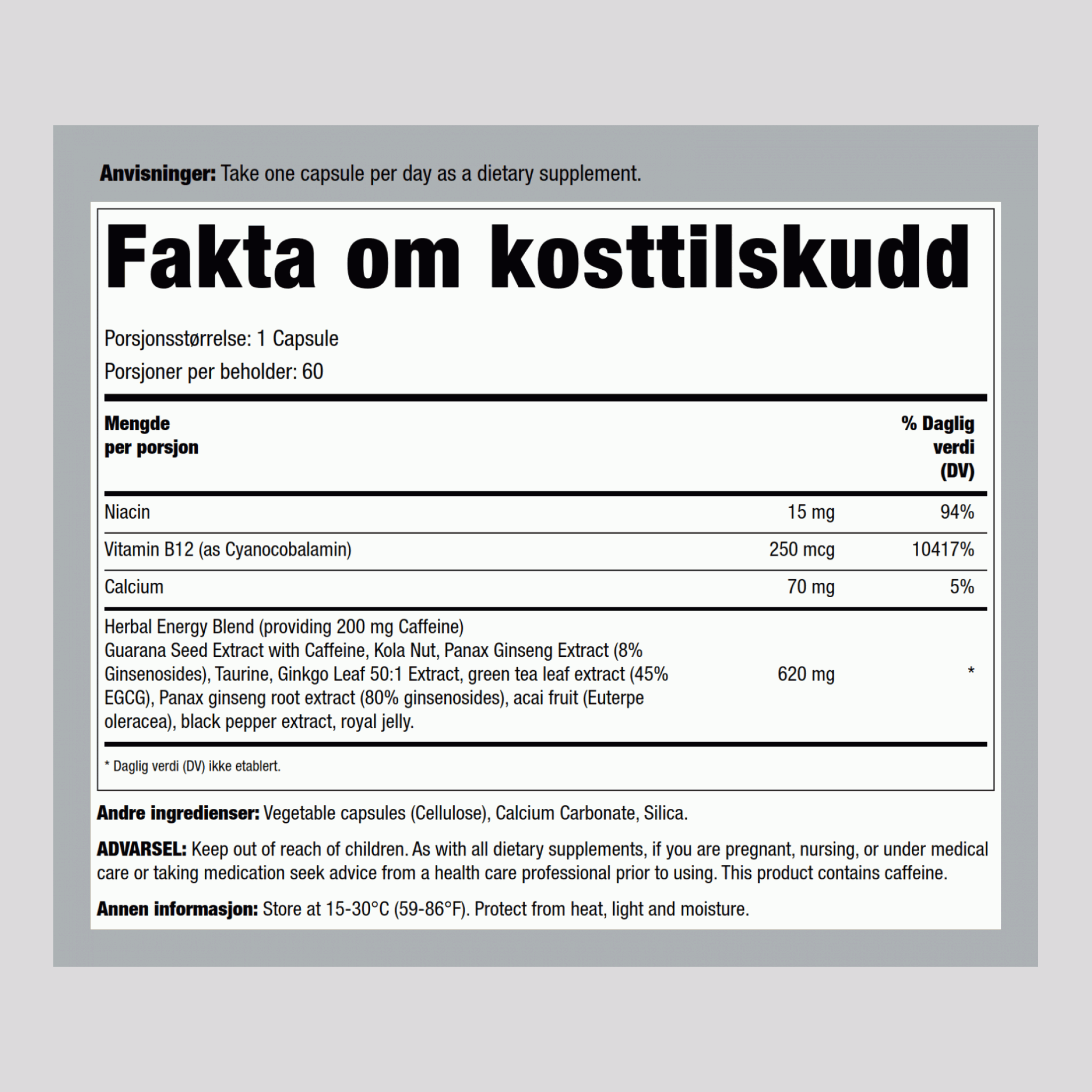 Øk energien din 60 Kapsler       