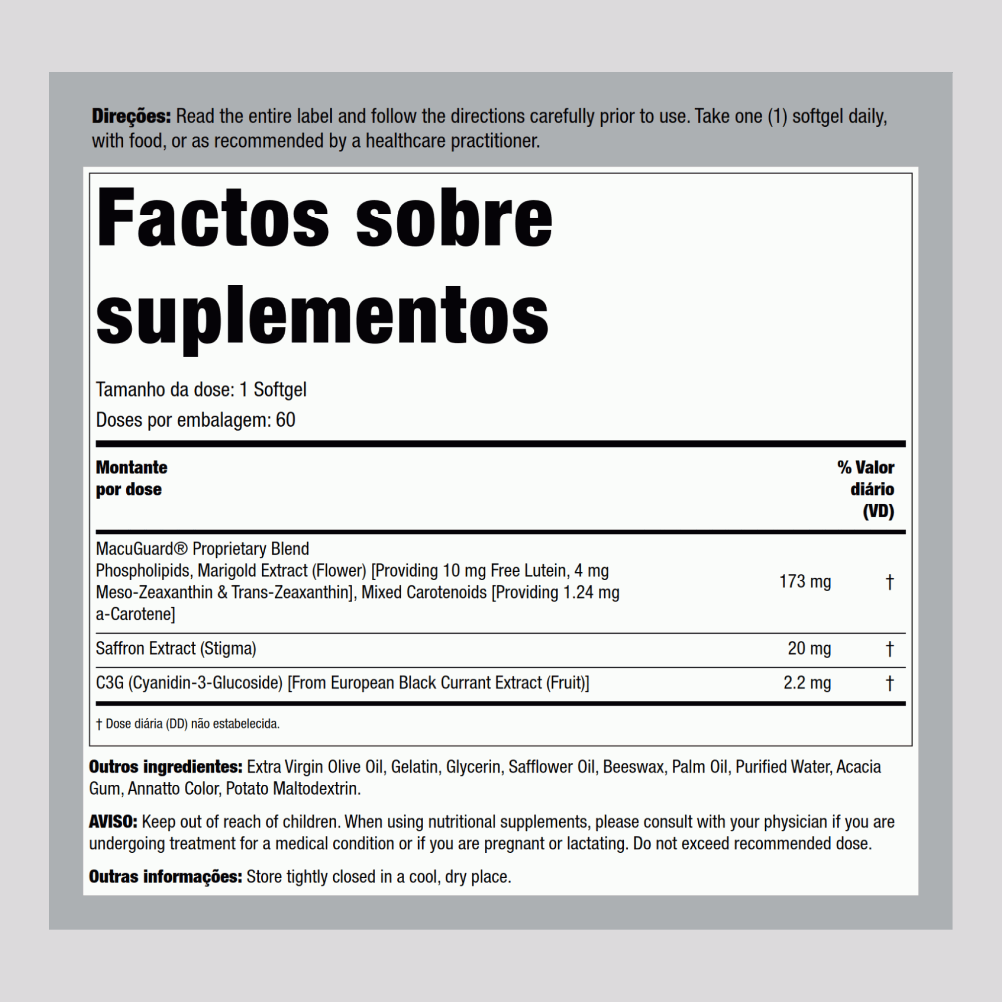 Suporte ocular MacuGuard 60 Cápsulas gelatinosas       