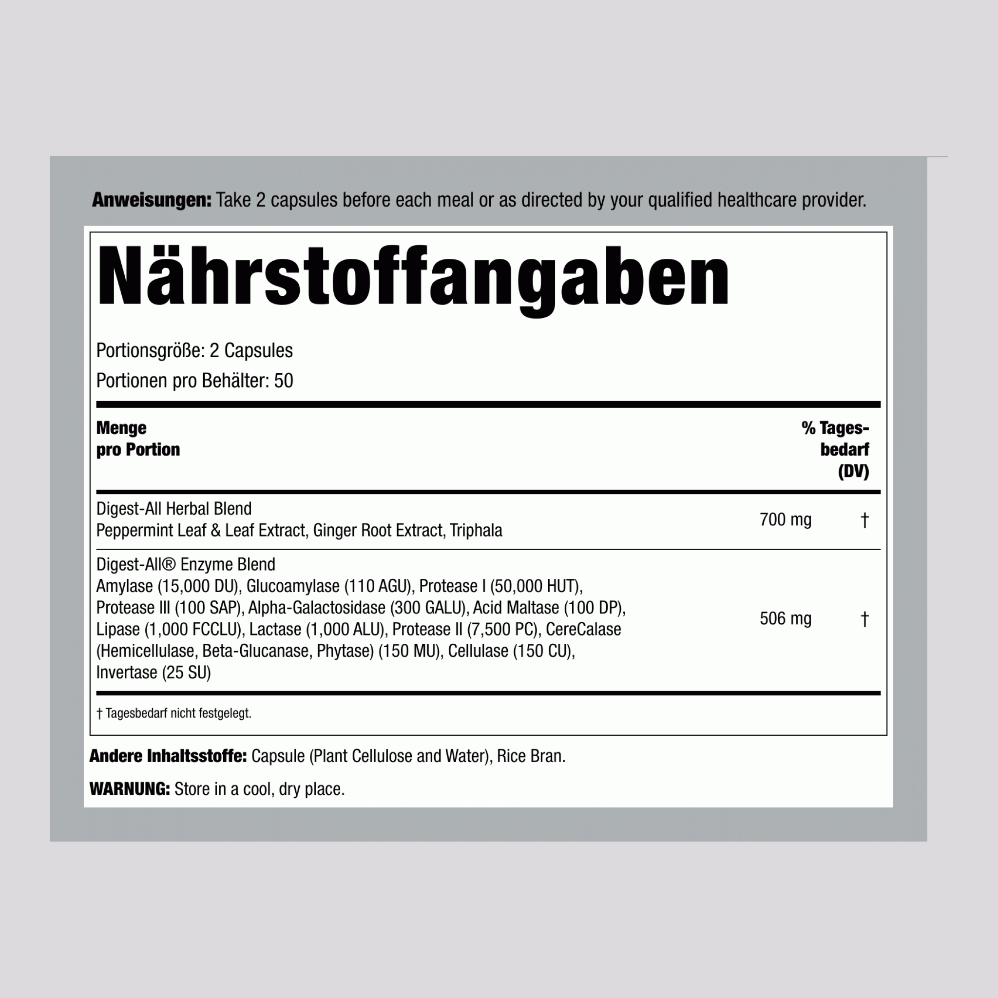 Digest-All mit vegetarischen Enzymen 100 Kapseln       