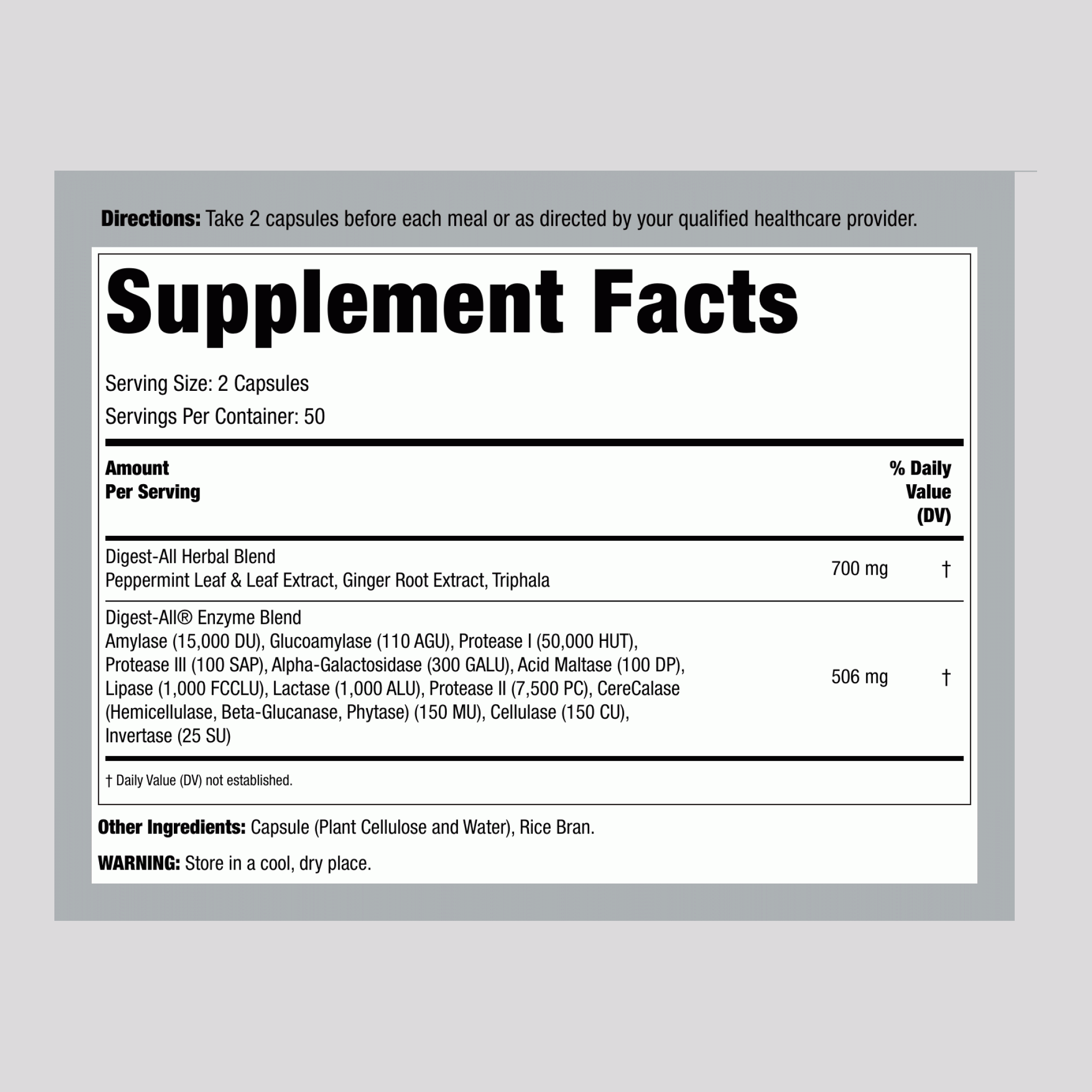 Digest-All Vegetarian Enzymes, 100 Capsules