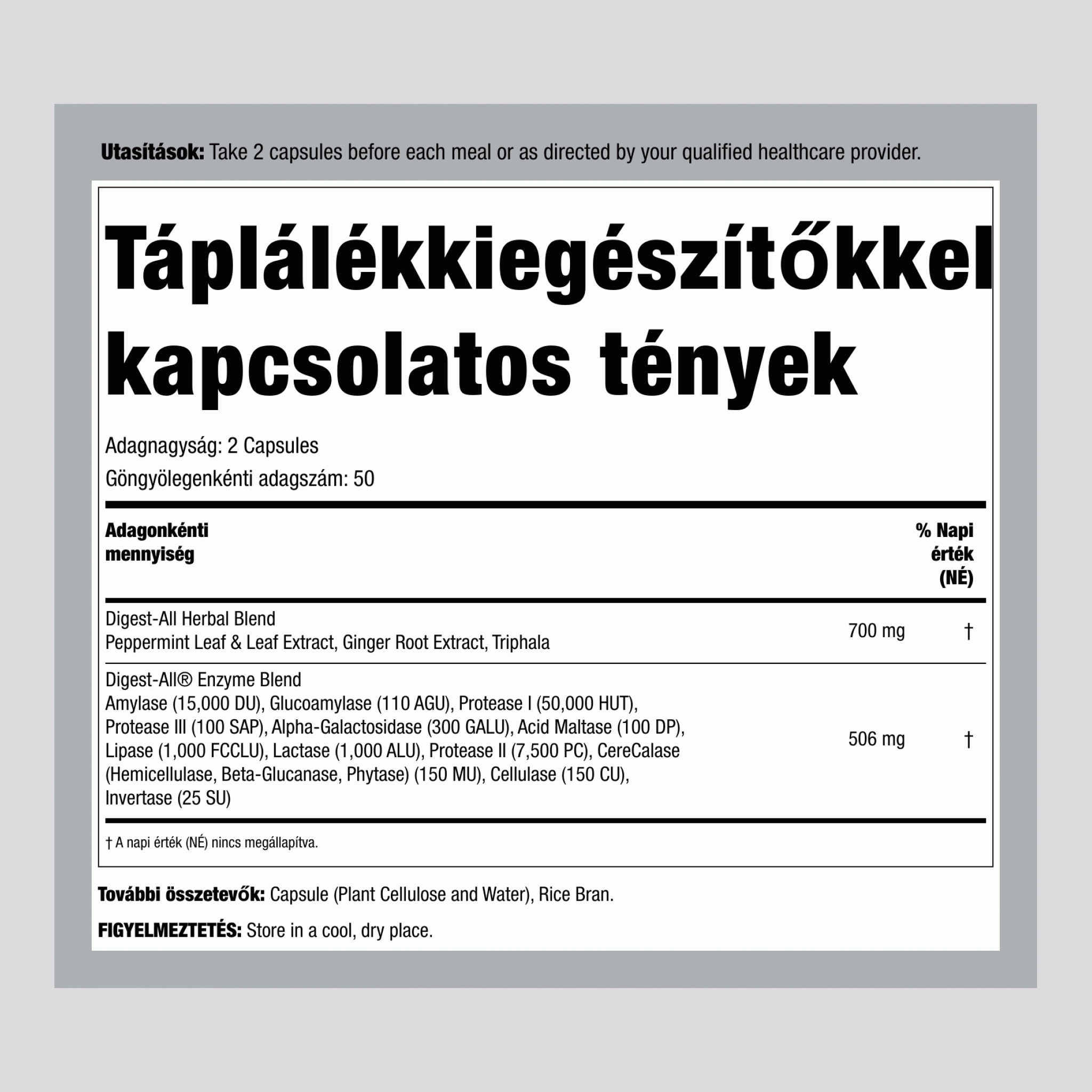 Digest-All vegetariánus enzimek 100 Kapszulák       