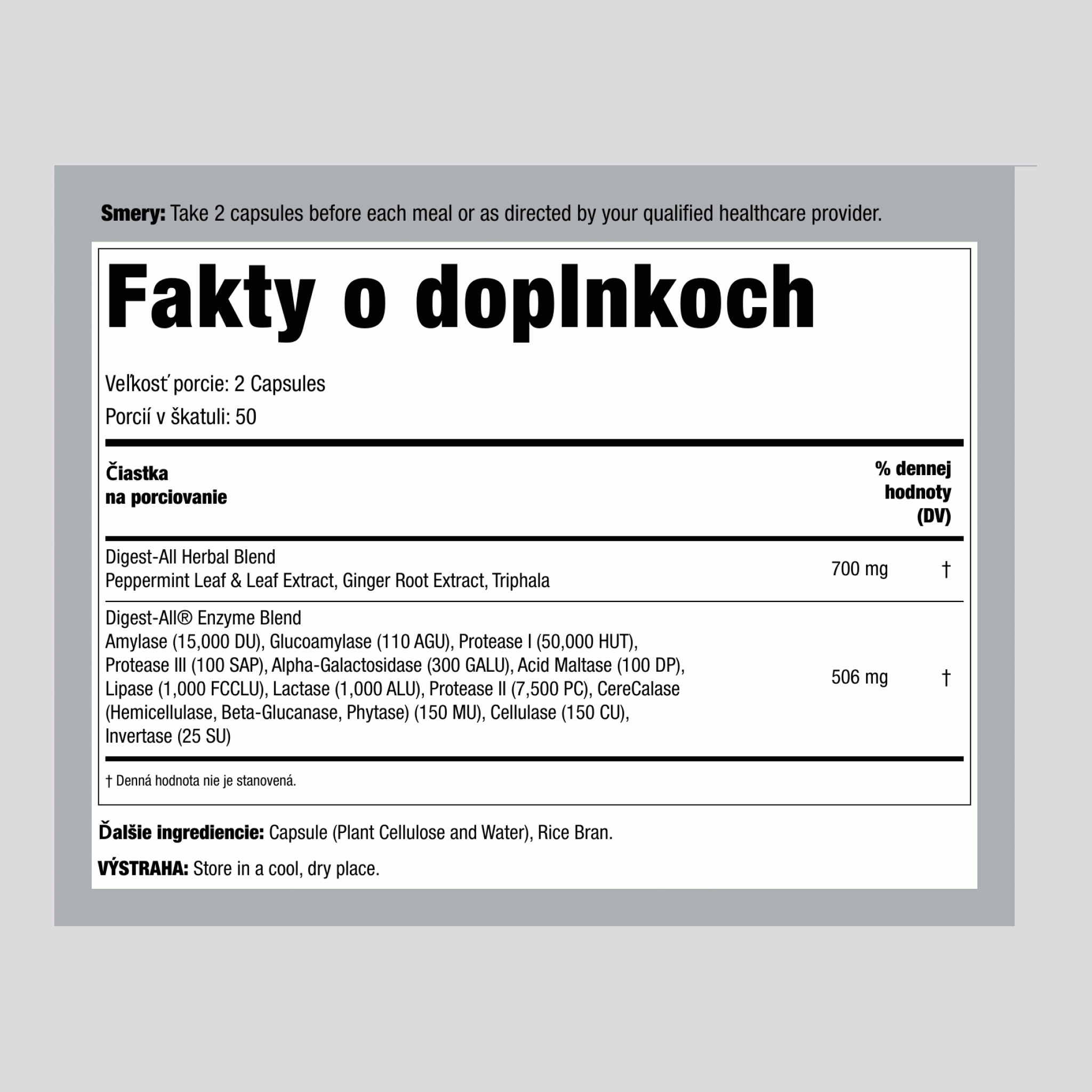 Vegetariánske enzýmy Digest-All 100 Kapsuly       