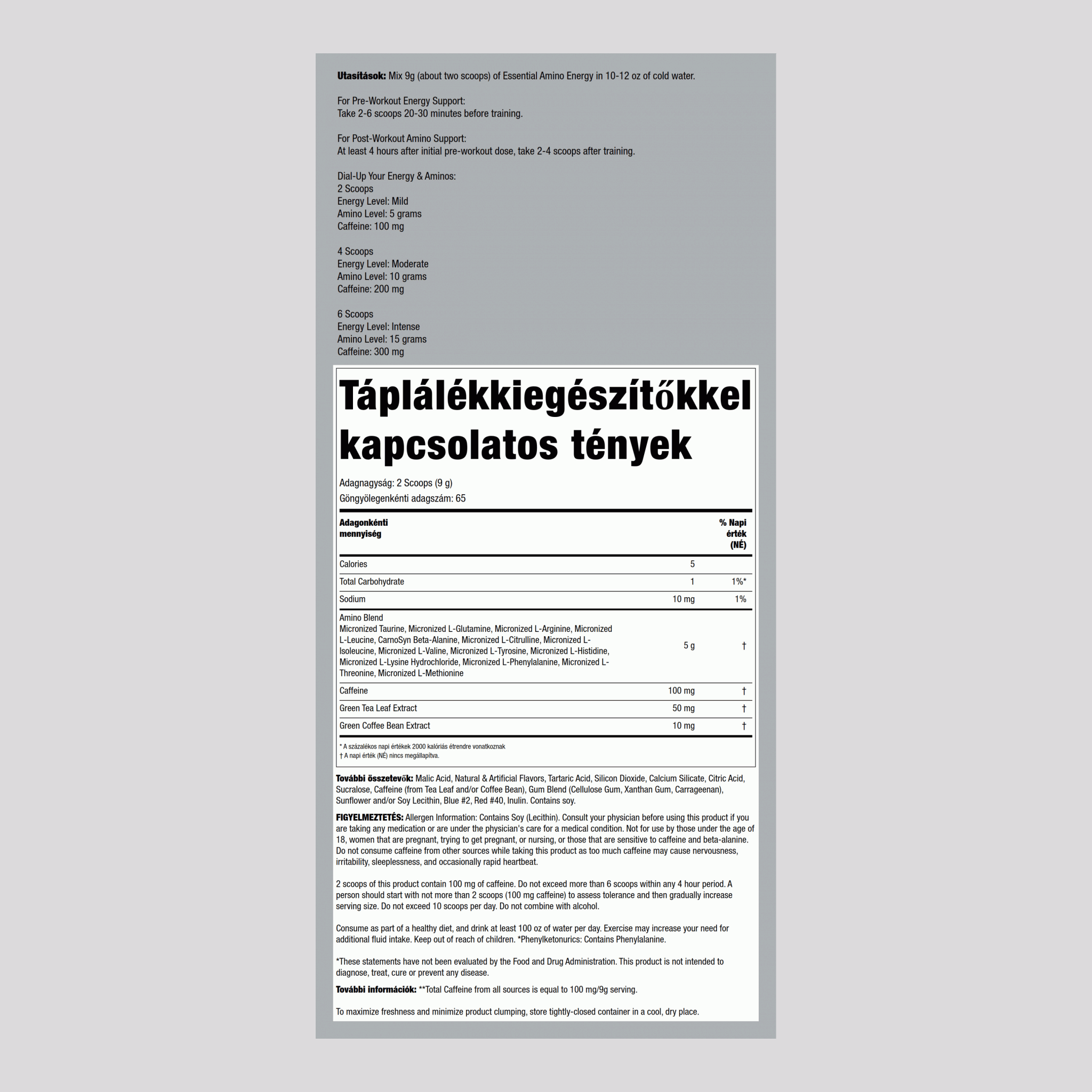 Alapvető amino-energia (konkord szőlő) 1.29 Fontok 585 g Palack    