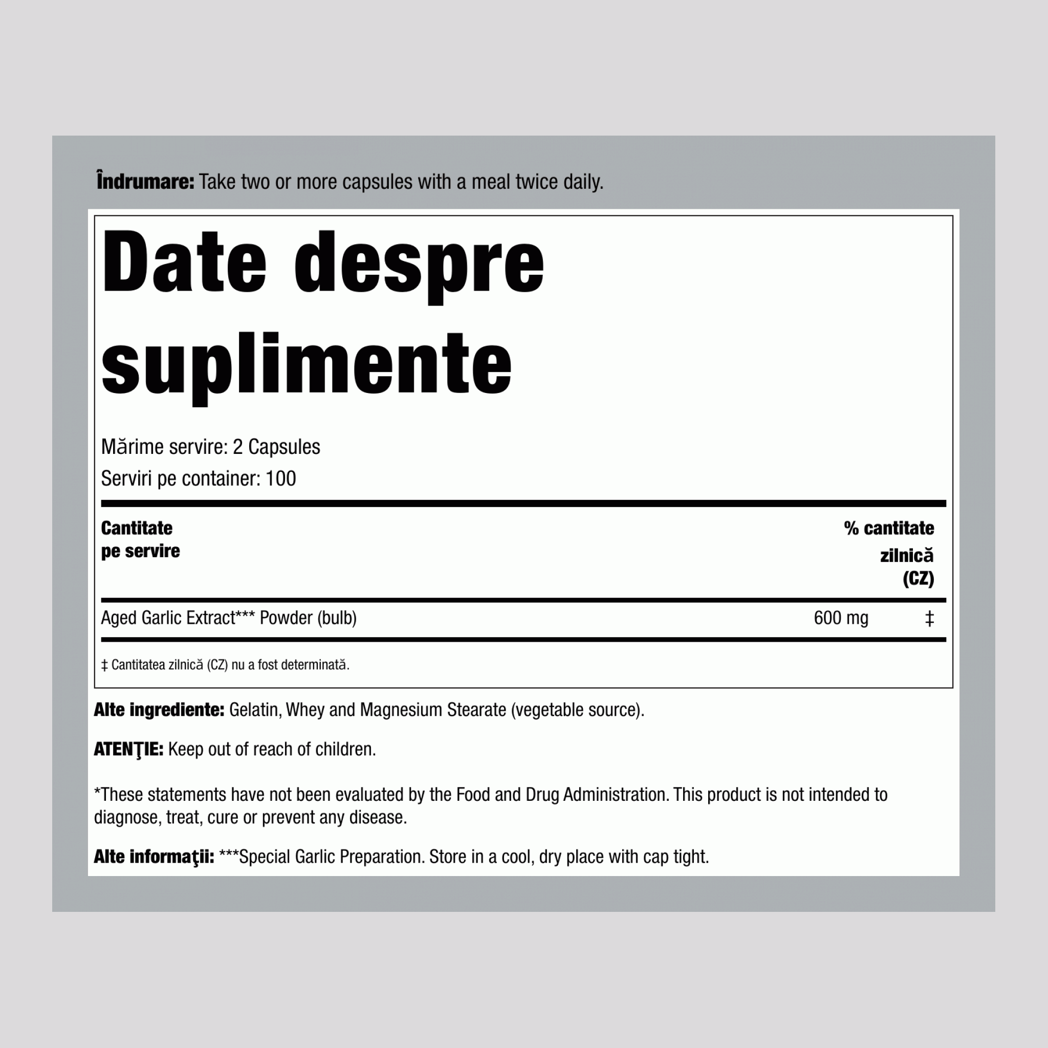 Kyolic usturoi maturat (formulă cardiovasculară 100) 200 Capsule       