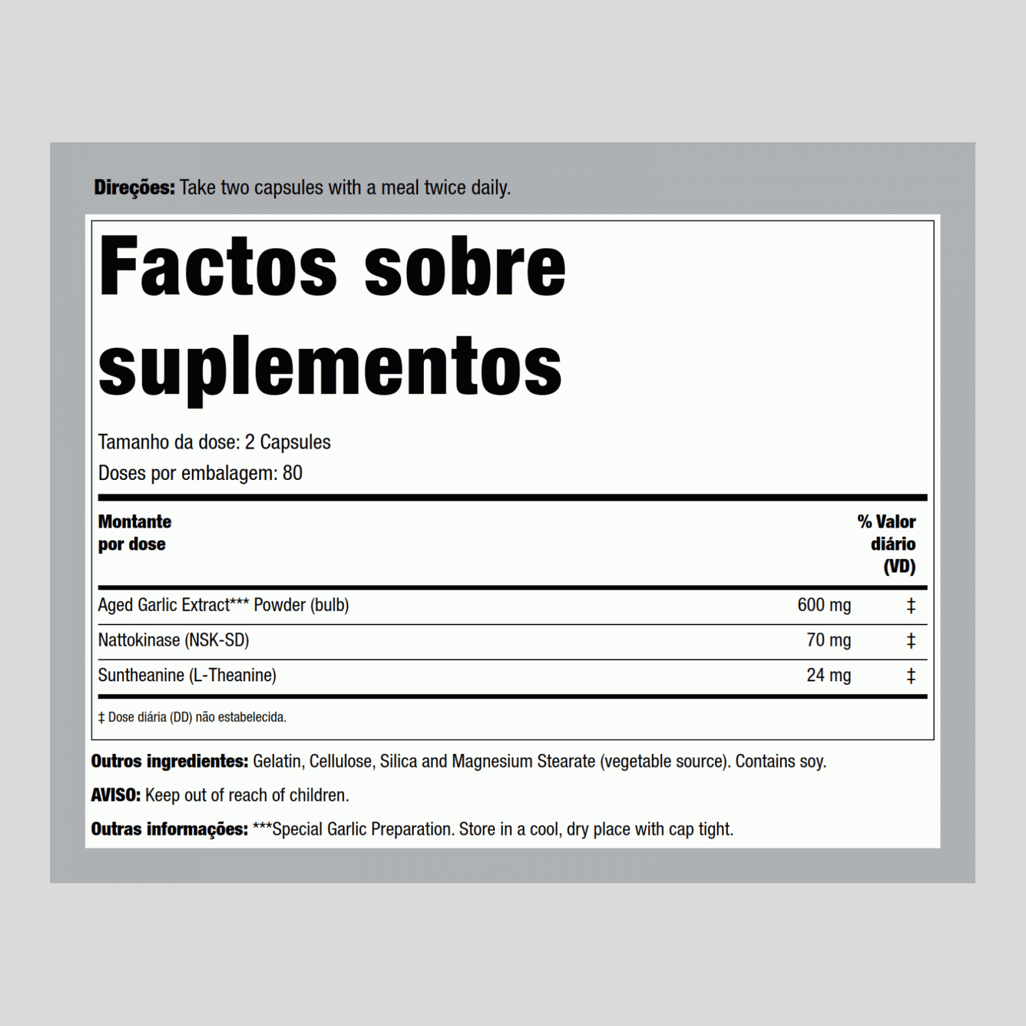 Alho envelhecido Kyolic (fórmula 109 para saúde da pressão arterial) 160 Cápsulas       