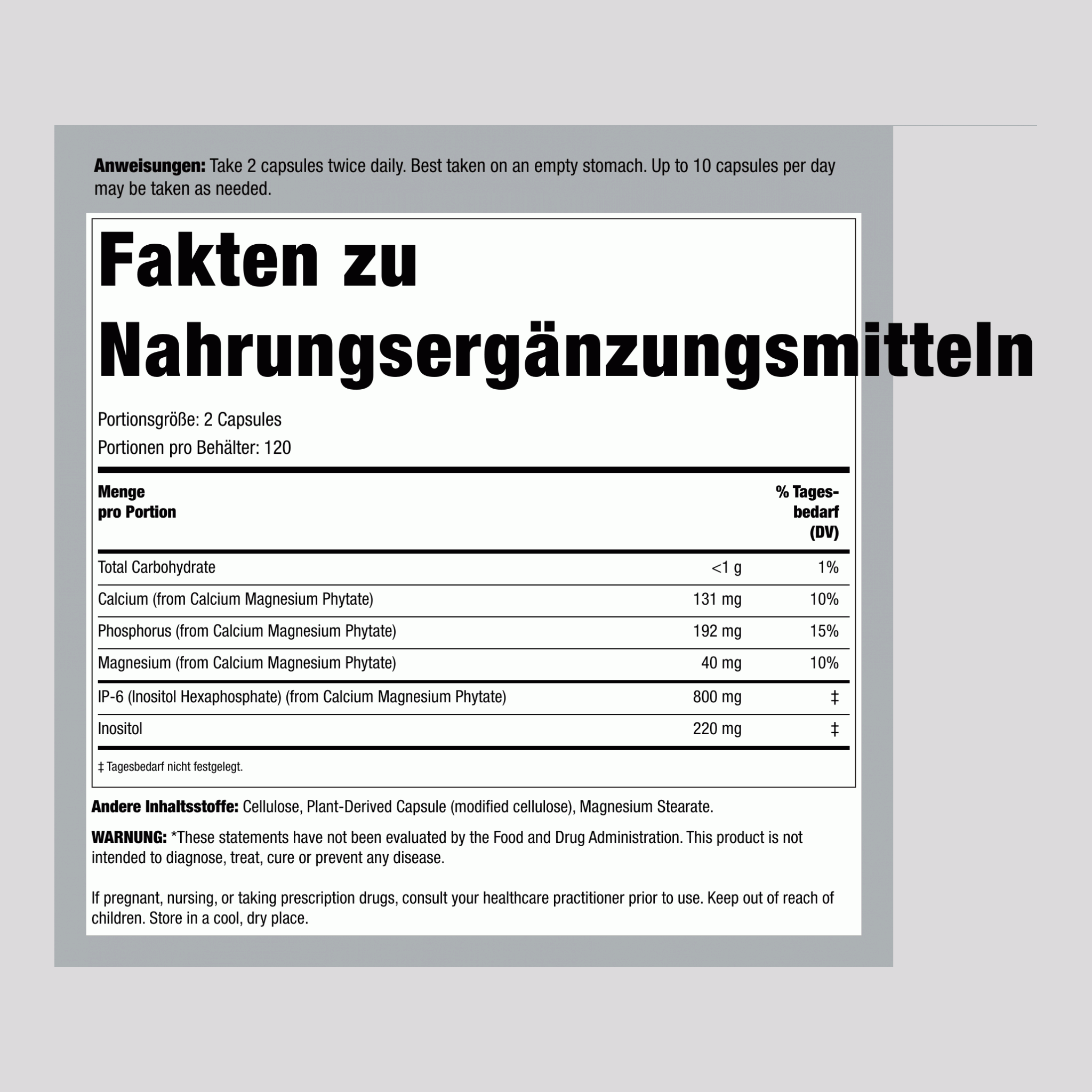 Cell Forte IP-6 Inositolhexaphosphat 240 Vegetarische Kapseln       